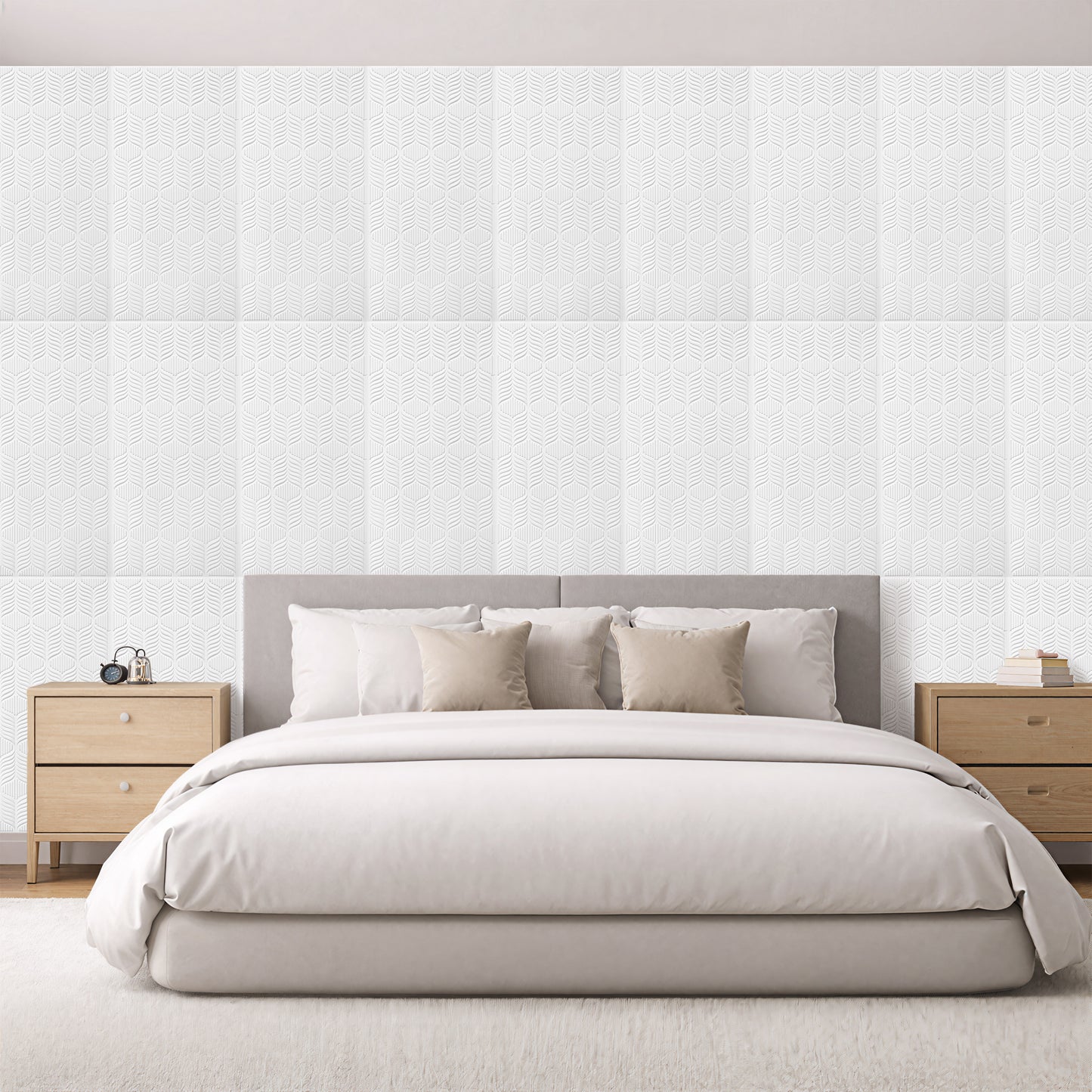 3D Peel and Stick Wall Panels - Soft-Touch Matte Finish, 1.6 ft X 3.4 ft - White