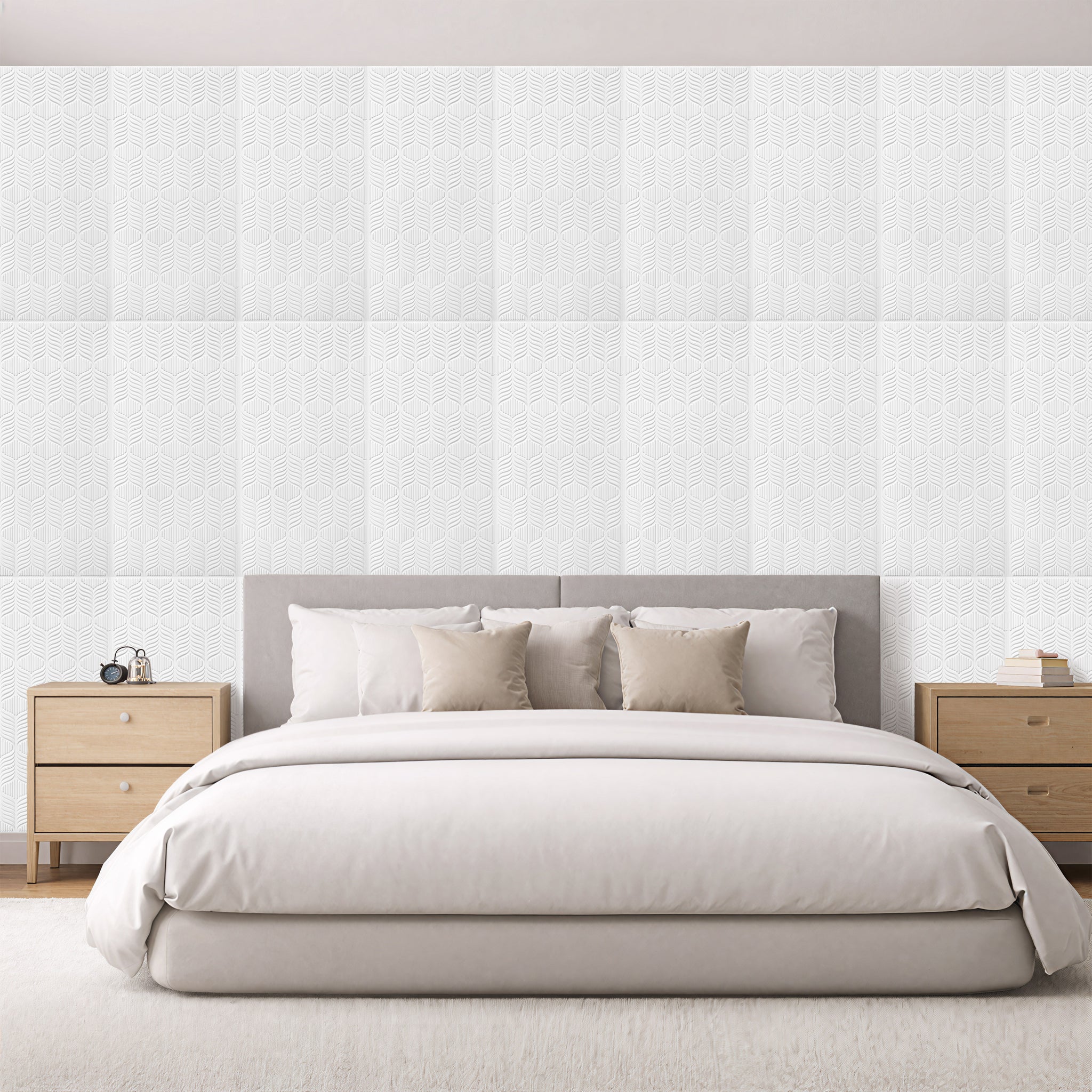 3D Peel and Stick Wall Panels - Soft-Touch Matte Finish, 1.6 ft X 3.4 ft - White