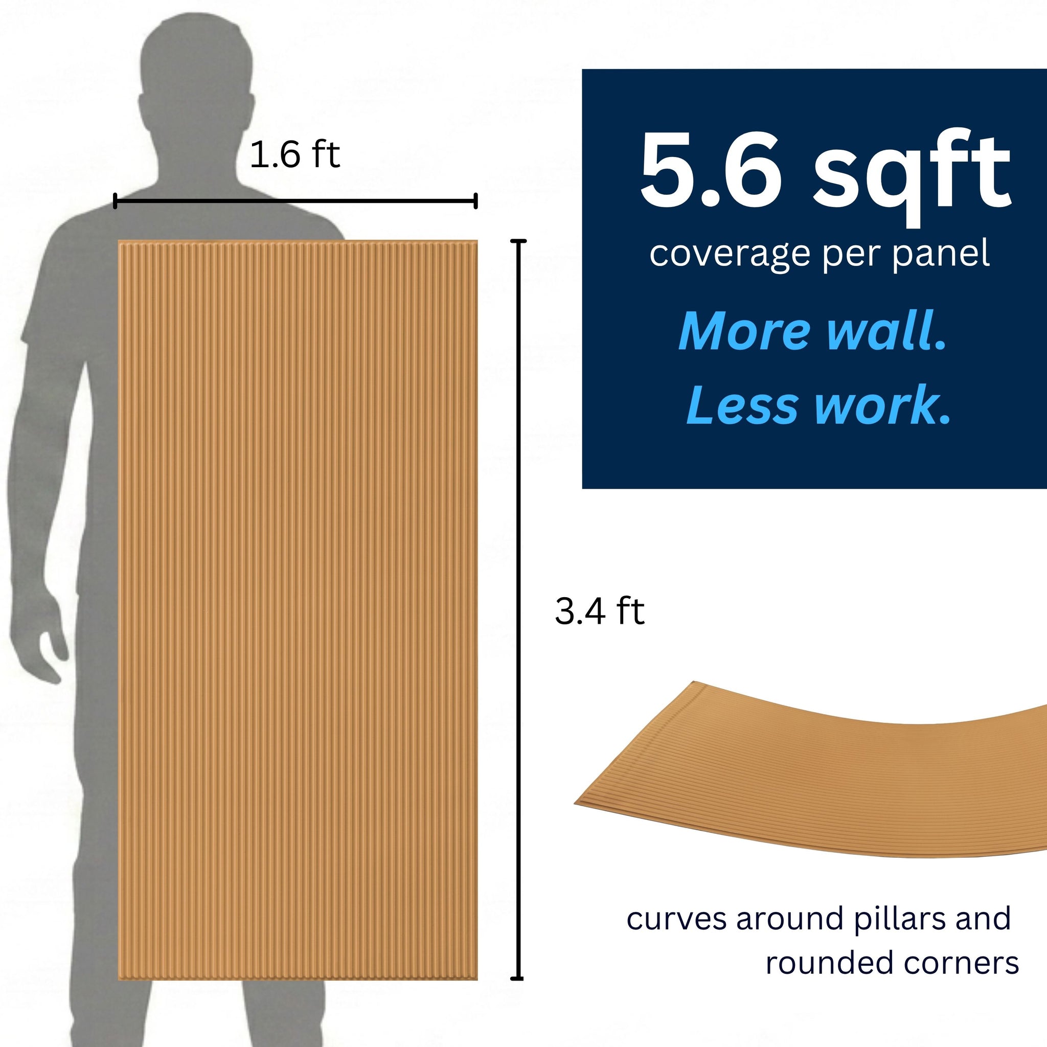 3D Peel and Stick Wall Panels - Soft-Touch Matte Finish, 1.6 ft X 3.4 ft - Almond Sand