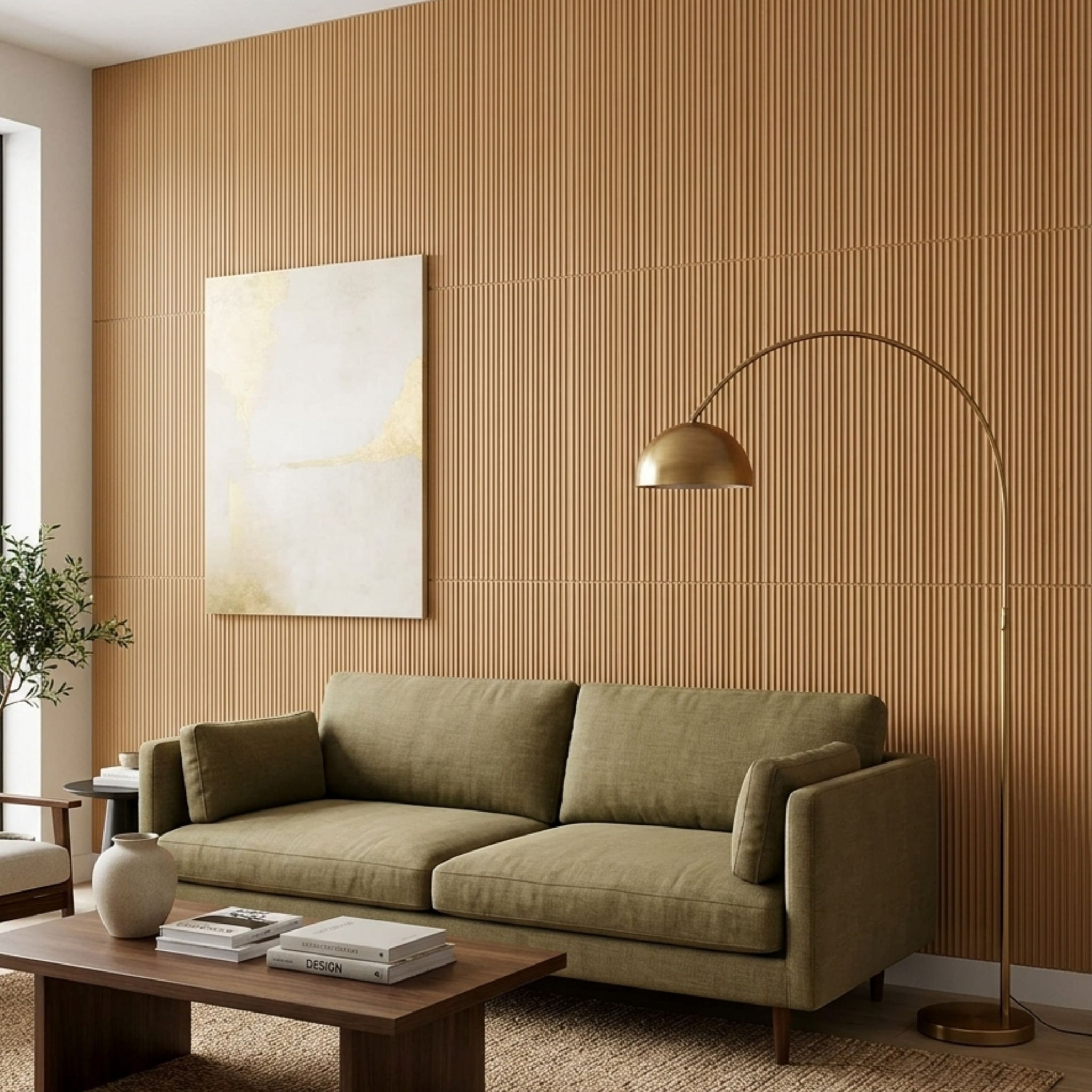 3D Peel and Stick Wall Panels - Soft-Touch Matte Finish, 1.6 ft X 3.4 ft - Almond Sand
