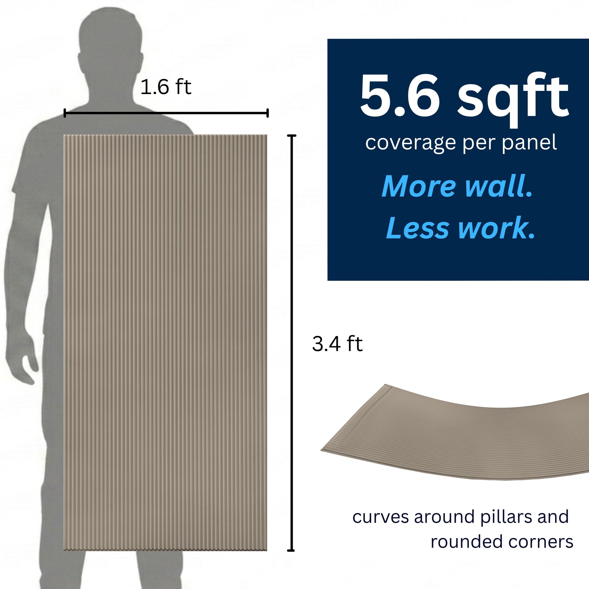3D Peel and Stick Wall Panels - Soft-Touch Matte Finish, 1.6 ft X 3.4 ft - Alpaca Grey