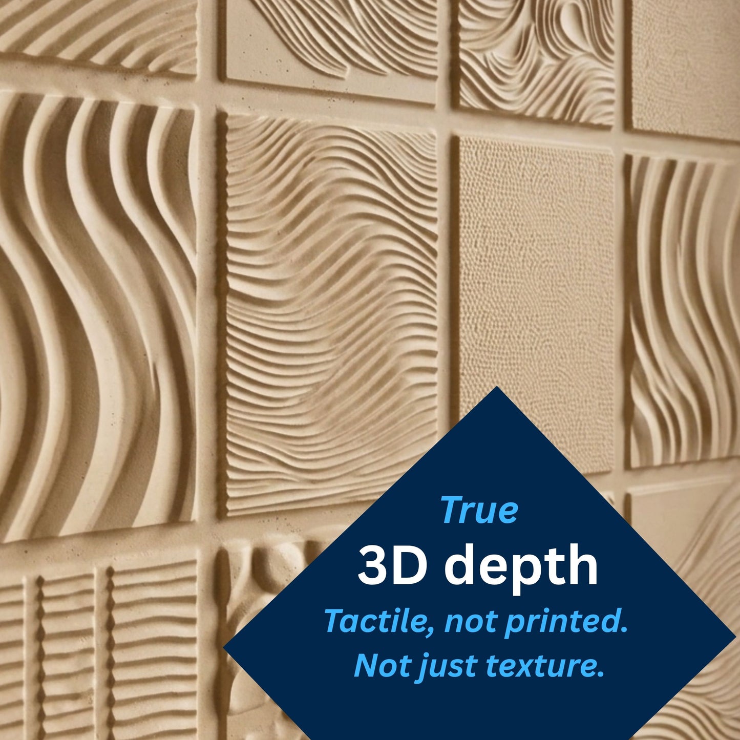 3D Peel and Stick Wall Panels - Soft-Touch Matte Finish, 1.6 ft X 3.4 ft - Moccasin