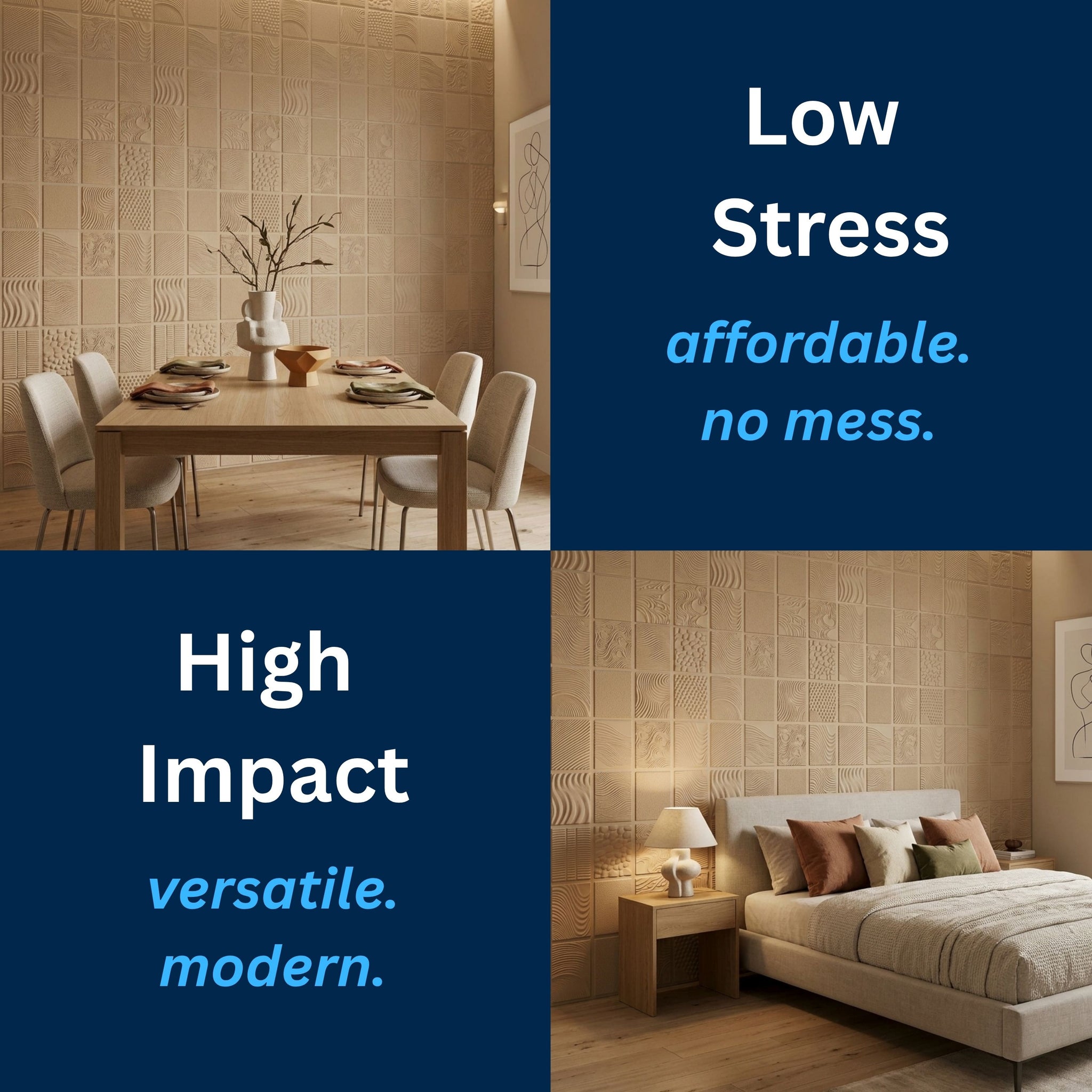 3D Peel and Stick Wall Panels - Soft-Touch Matte Finish, 1.6 ft X 3.4 ft - Moccasin