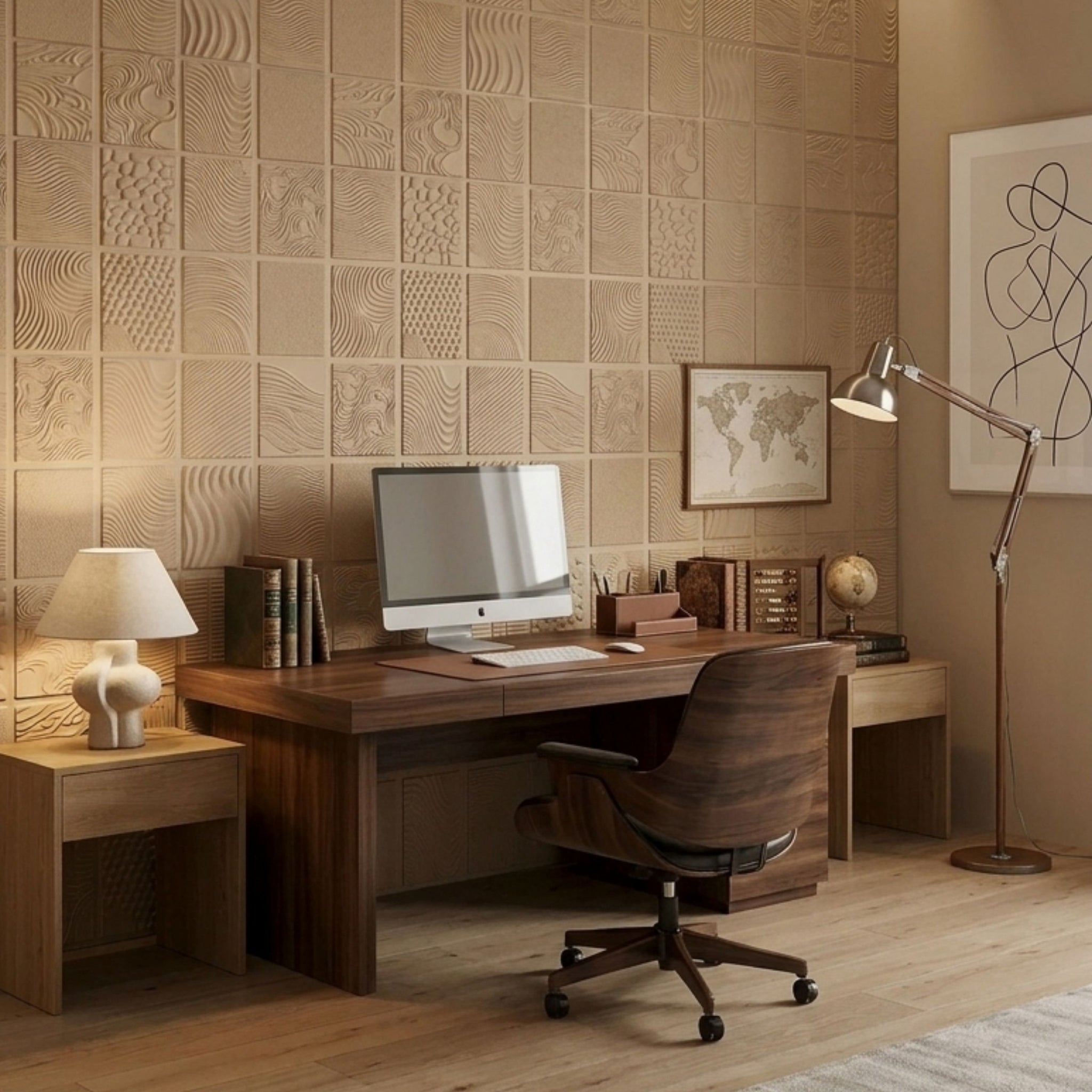3D Peel and Stick Wall Panels - Soft-Touch Matte Finish, 1.6 ft X 3.4 ft - Moccasin