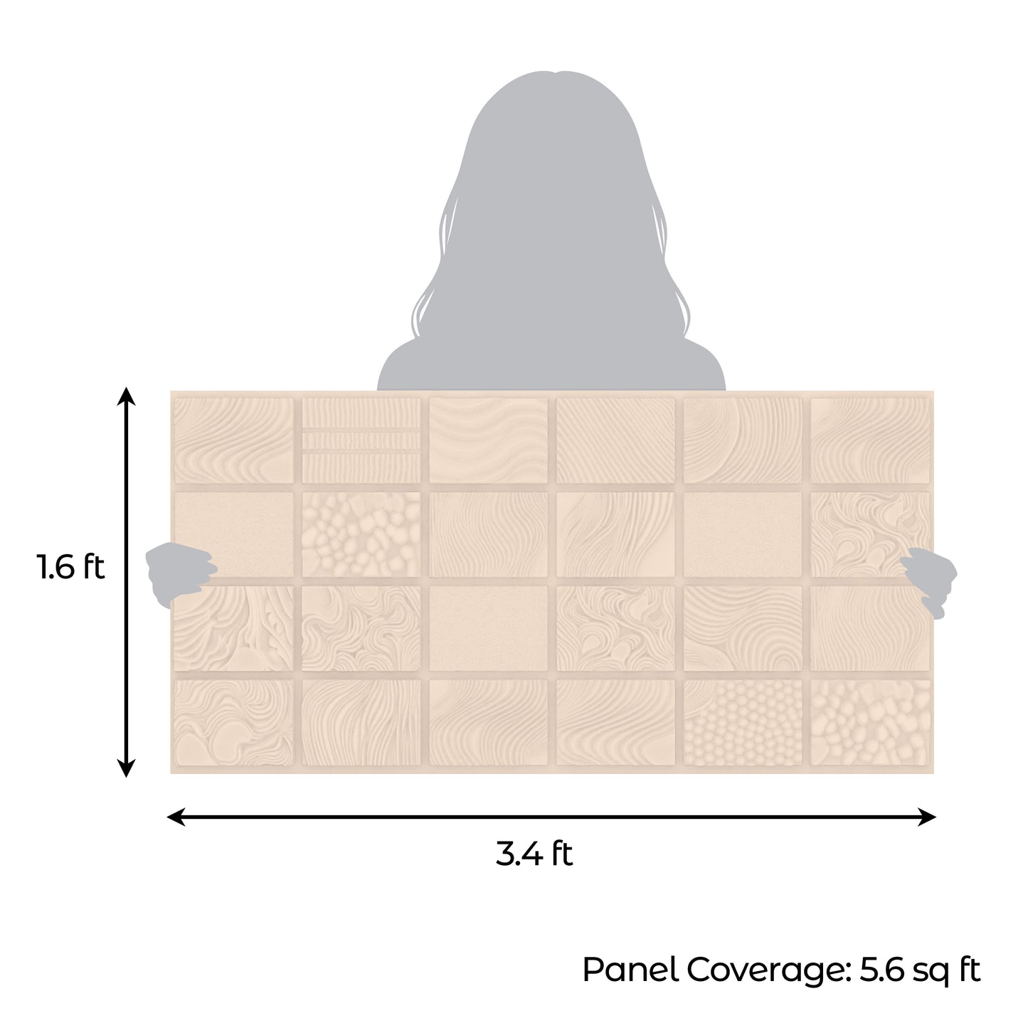 3D Peel and Stick Wall Panels - Soft-Touch Matte Finish, 1.6 ft X 3.4 ft - Moccasin