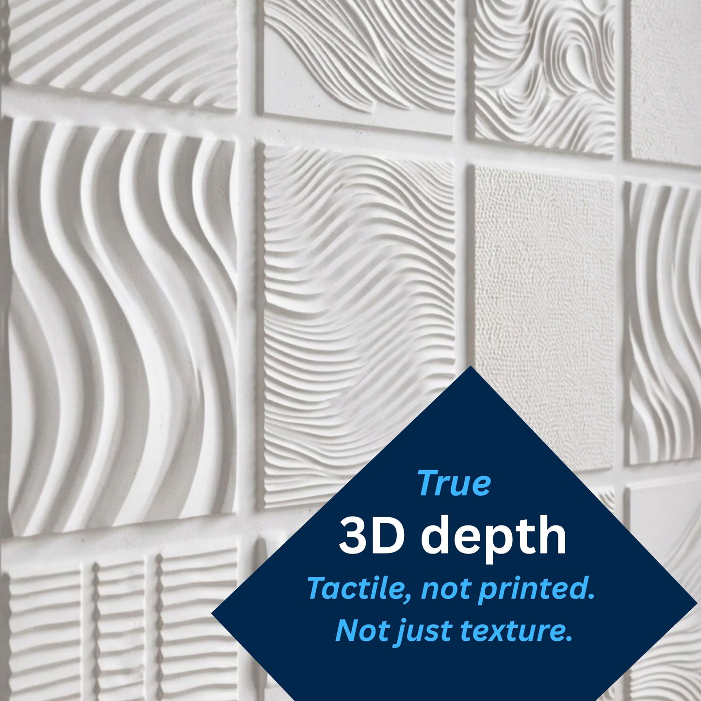 3D Peel and Stick Wall Panels - Soft-Touch Matte Finish, 1.6 ft X 3.4 ft - White