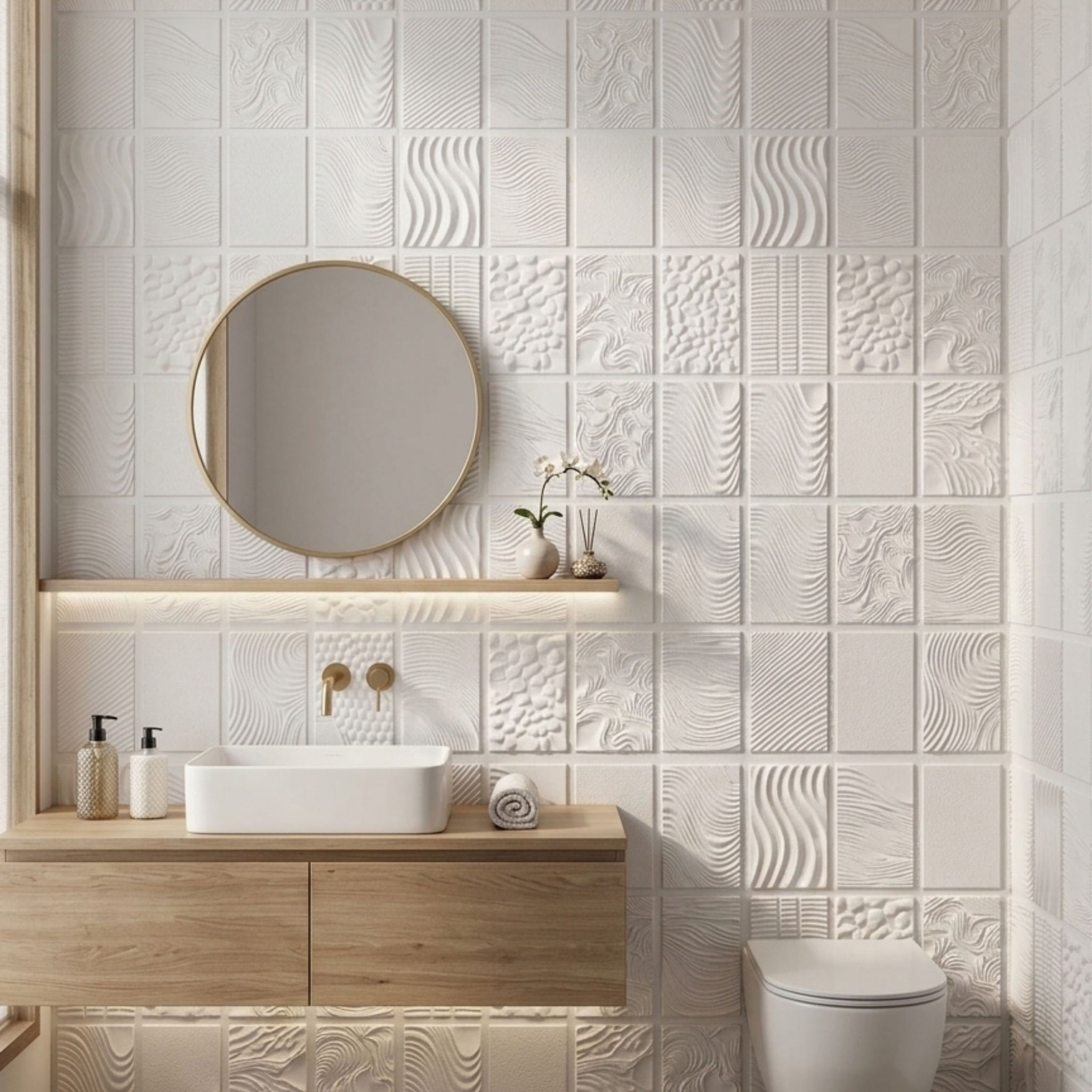 3D Peel and Stick Wall Panels - Soft-Touch Matte Finish, 1.6 ft X 3.4 ft - White