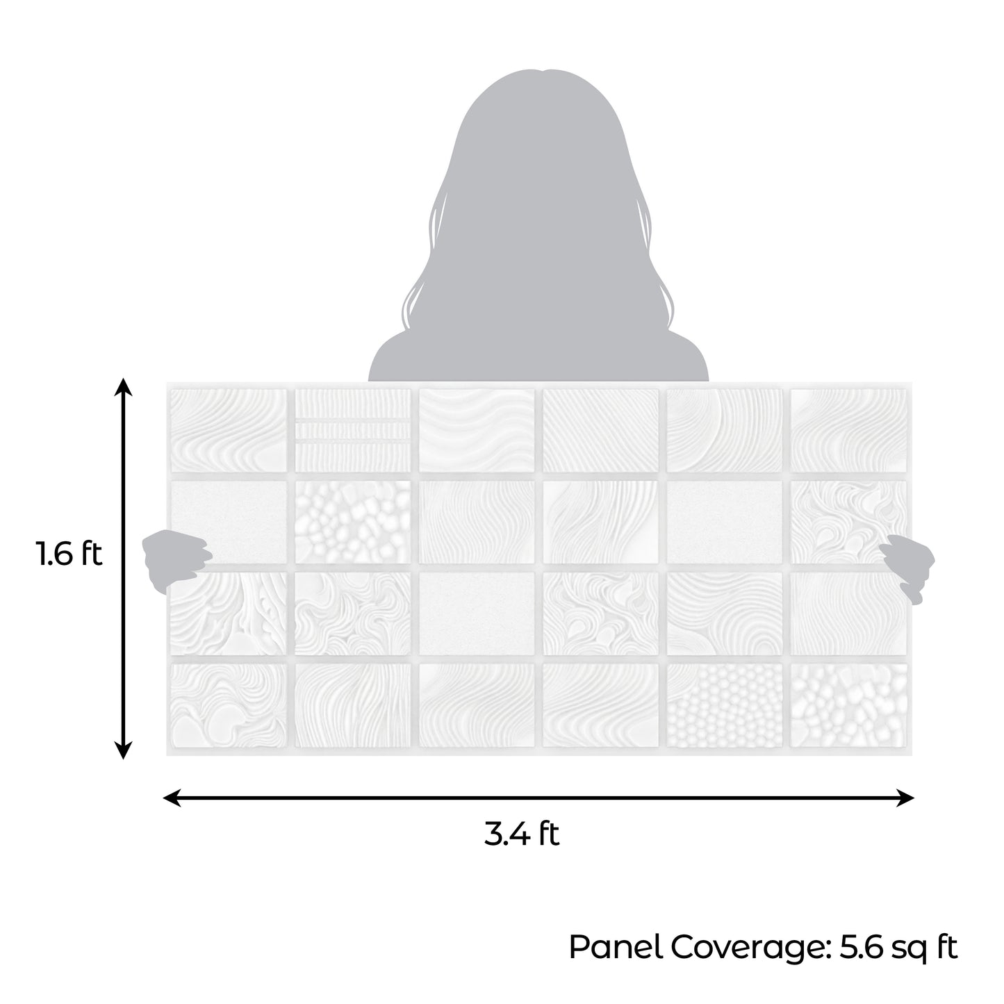 3D Peel and Stick Wall Panels - Soft-Touch Matte Finish, 1.6 ft X 3.4 ft - White