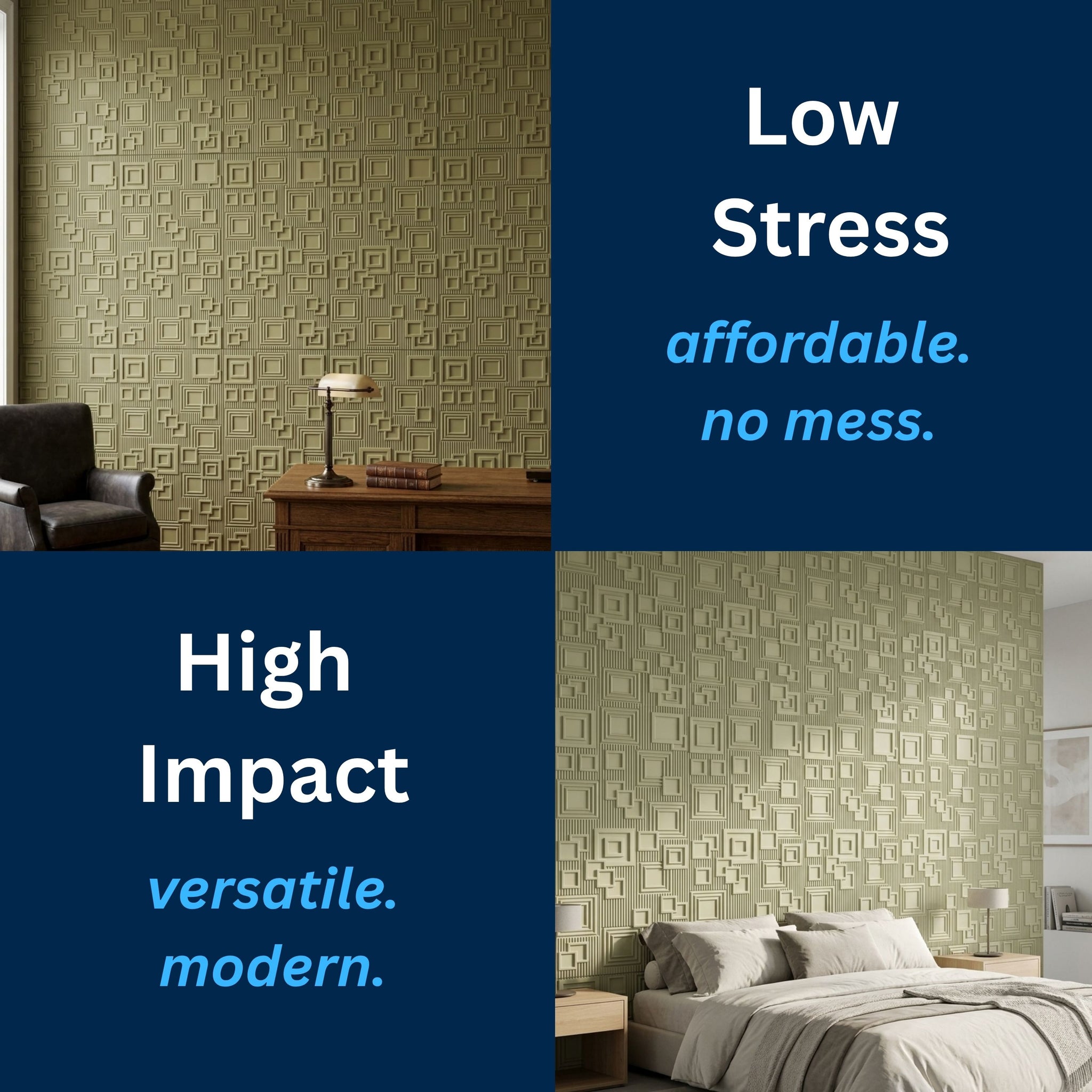 3D Peel and Stick Wall Panels - Soft-Touch Matte Finish, 1.6 ft X 3.4 ft - Pistachio Green
