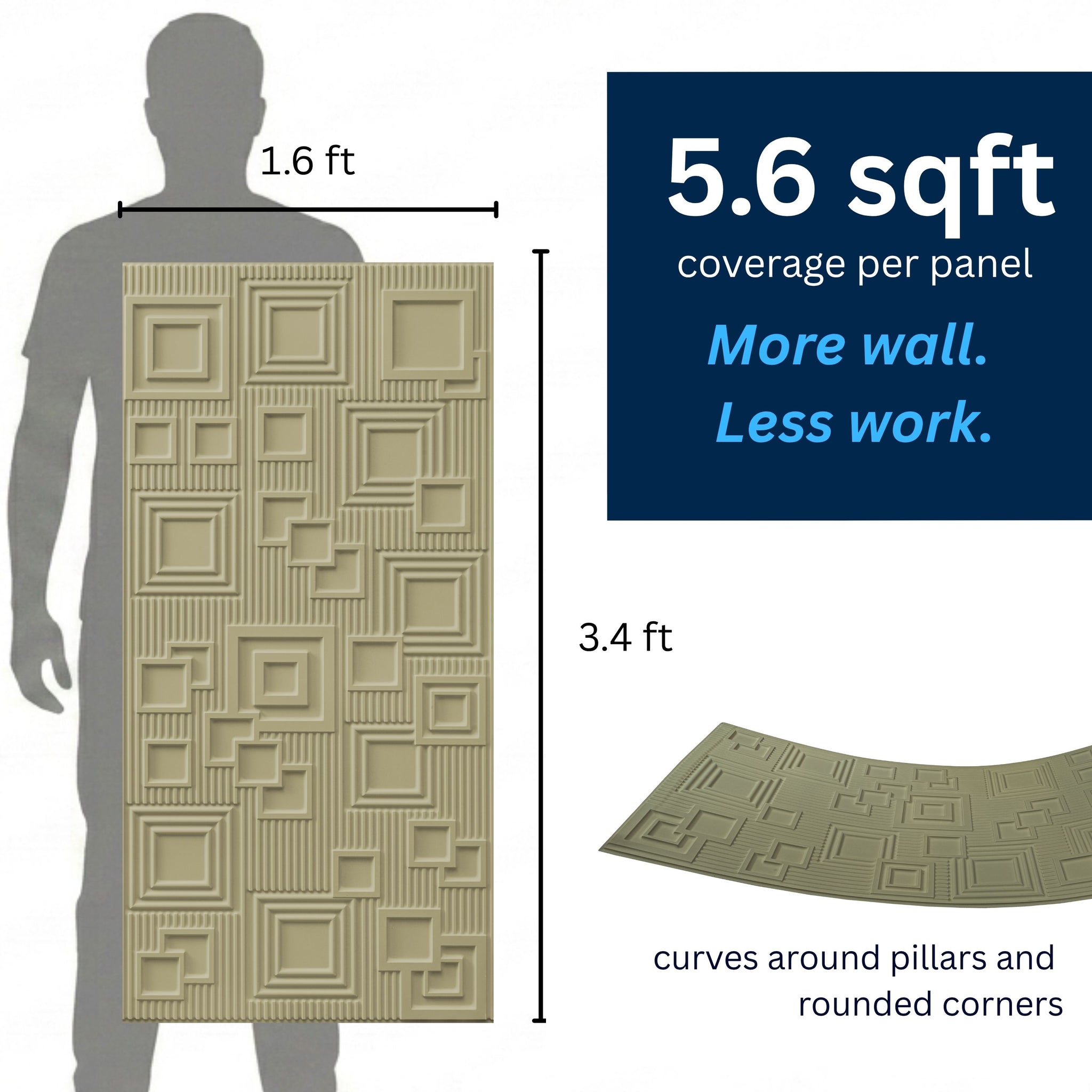 3D Peel and Stick Wall Panels - Soft-Touch Matte Finish, 1.6 ft X 3.4 ft - Pistachio Green