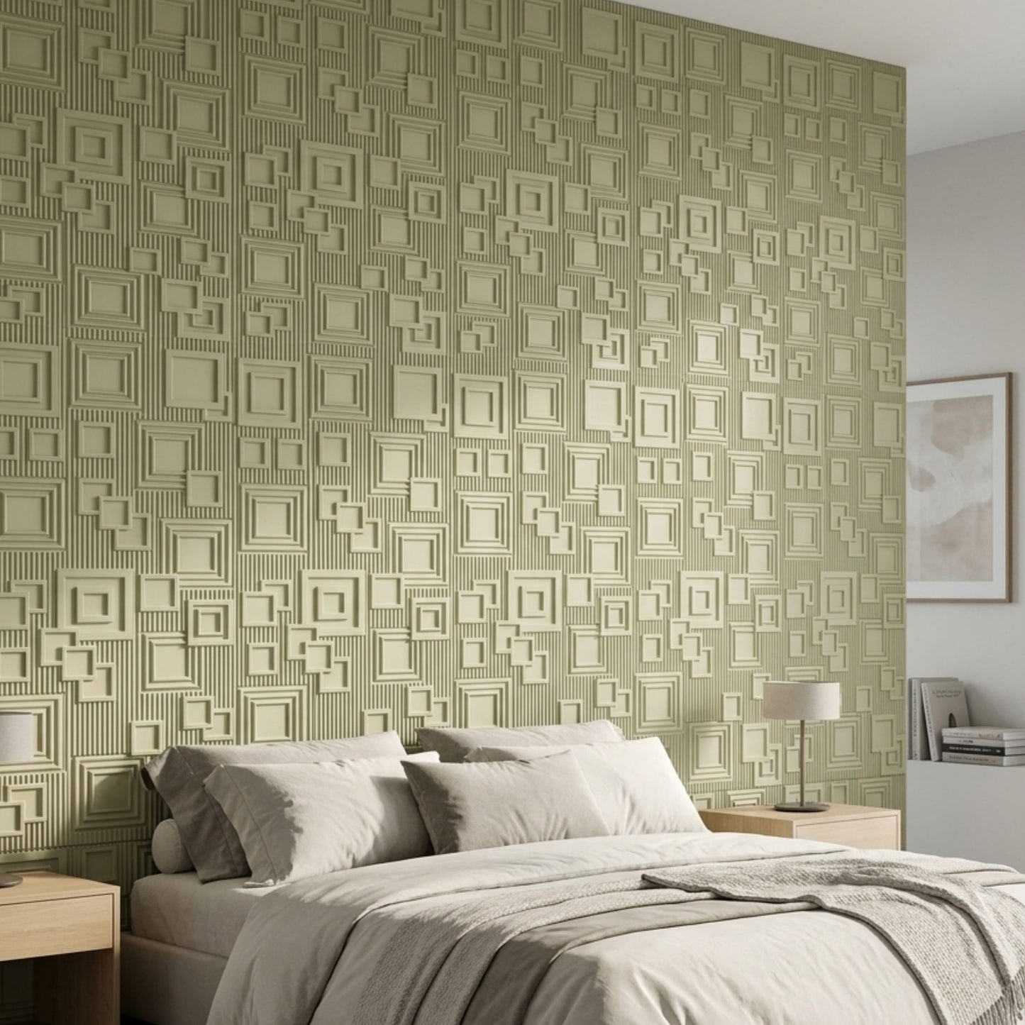 3D Peel and Stick Wall Panels - Soft-Touch Matte Finish, 1.6 ft X 3.4 ft - Pistachio Green