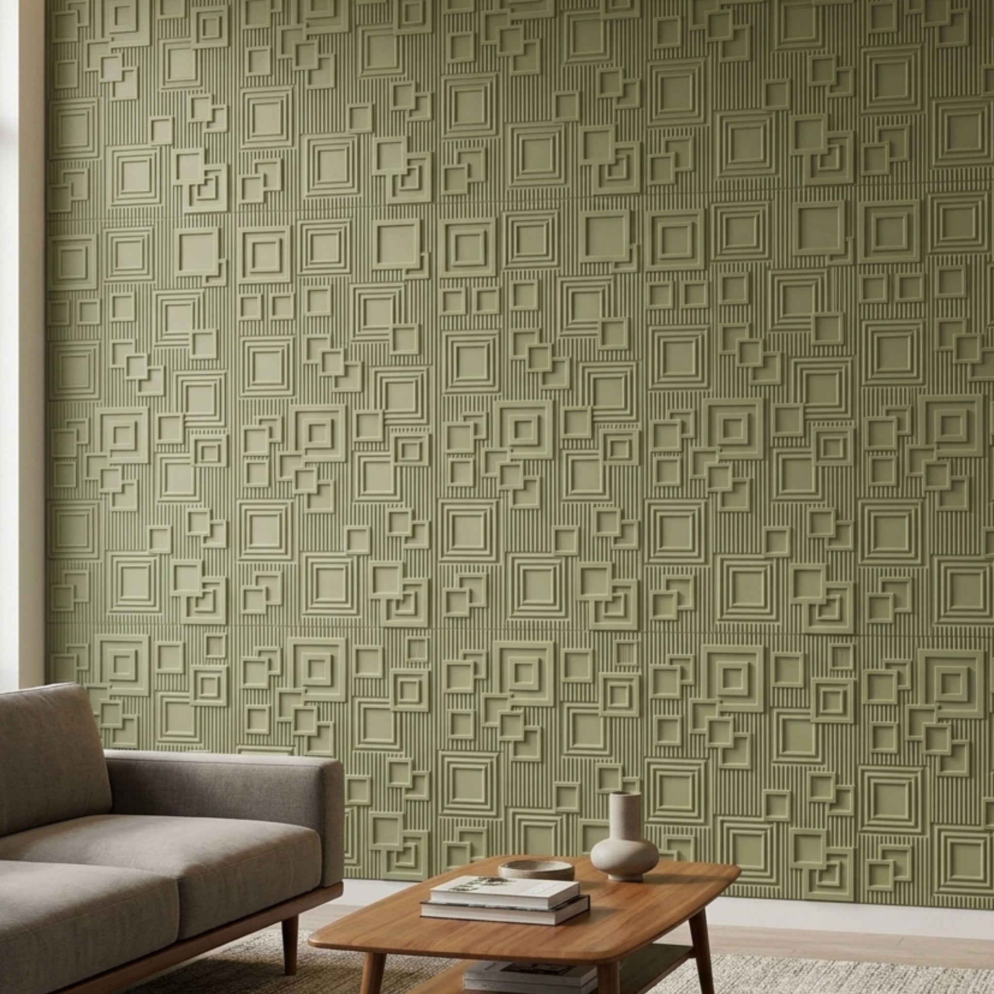 3D Peel and Stick Wall Panels - Soft-Touch Matte Finish, 1.6 ft X 3.4 ft - Pistachio Green