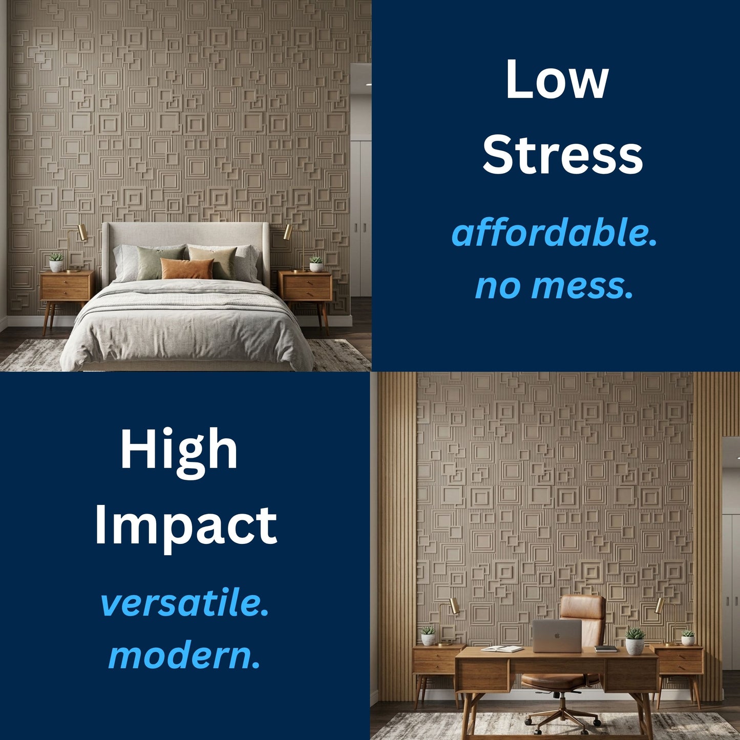 3D Peel and Stick Wall Panels - Soft-Touch Matte Finish, 1.6 ft X 3.4 ft - Alpaca Grey