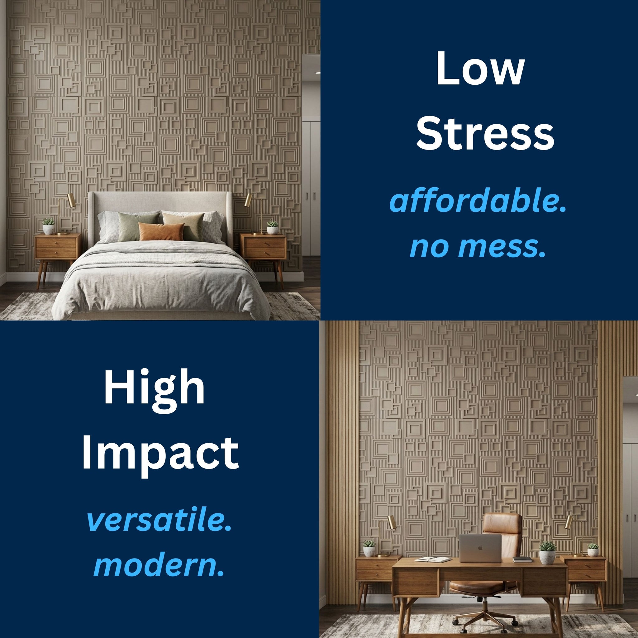 3D Peel and Stick Wall Panels - Soft-Touch Matte Finish, 1.6 ft X 3.4 ft - Alpaca Grey