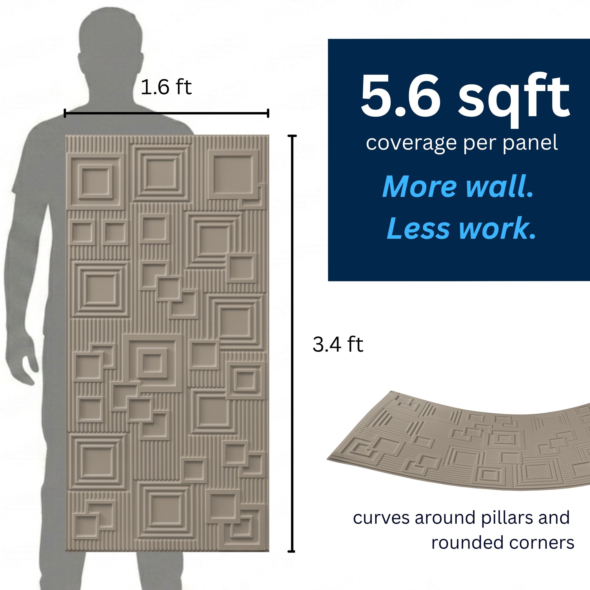3D Peel and Stick Wall Panels - Soft-Touch Matte Finish, 1.6 ft X 3.4 ft - Alpaca Grey