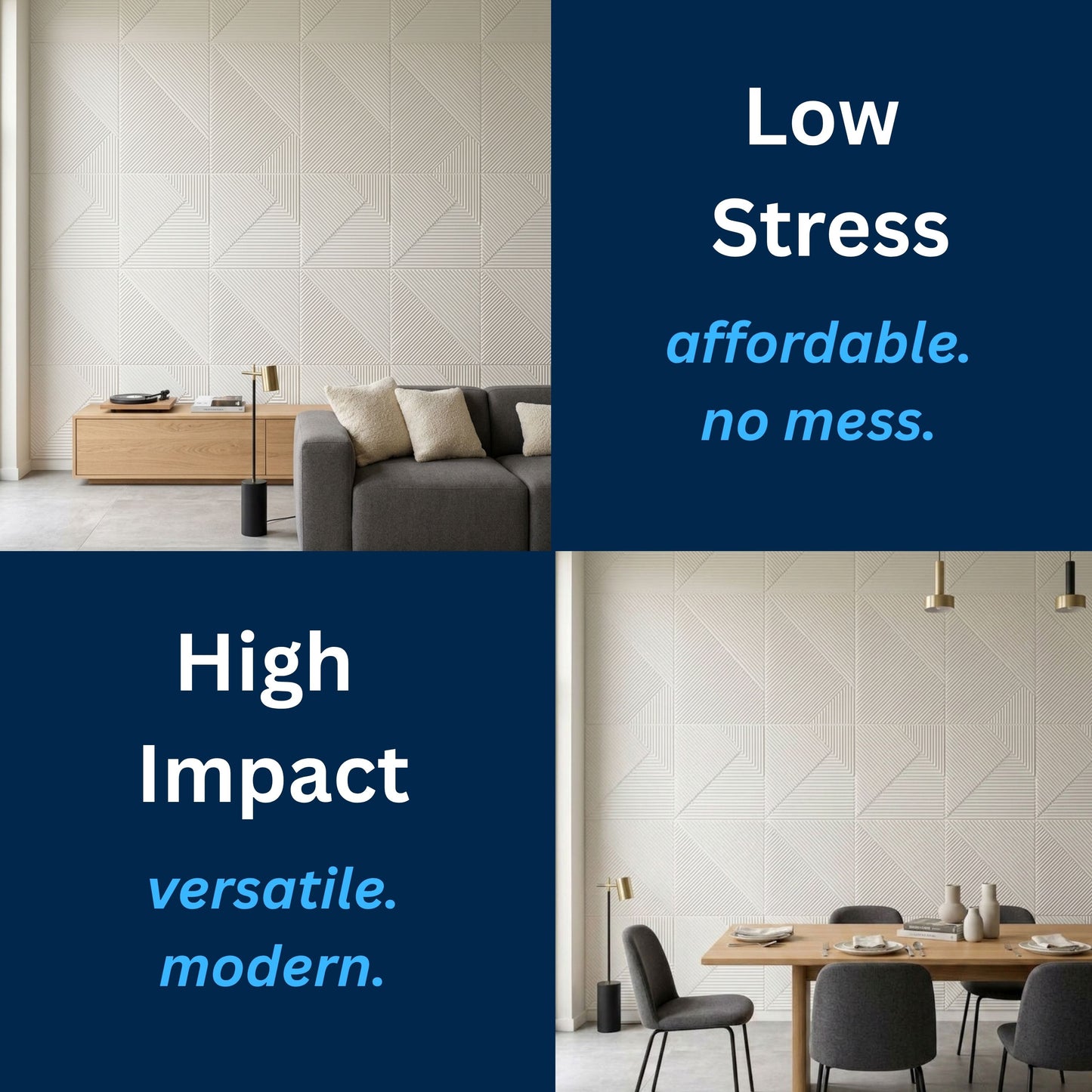 3D Peel and Stick Wall Panels - Soft-Touch Matte Finish, 1.6 ft X 3.4 ft - White