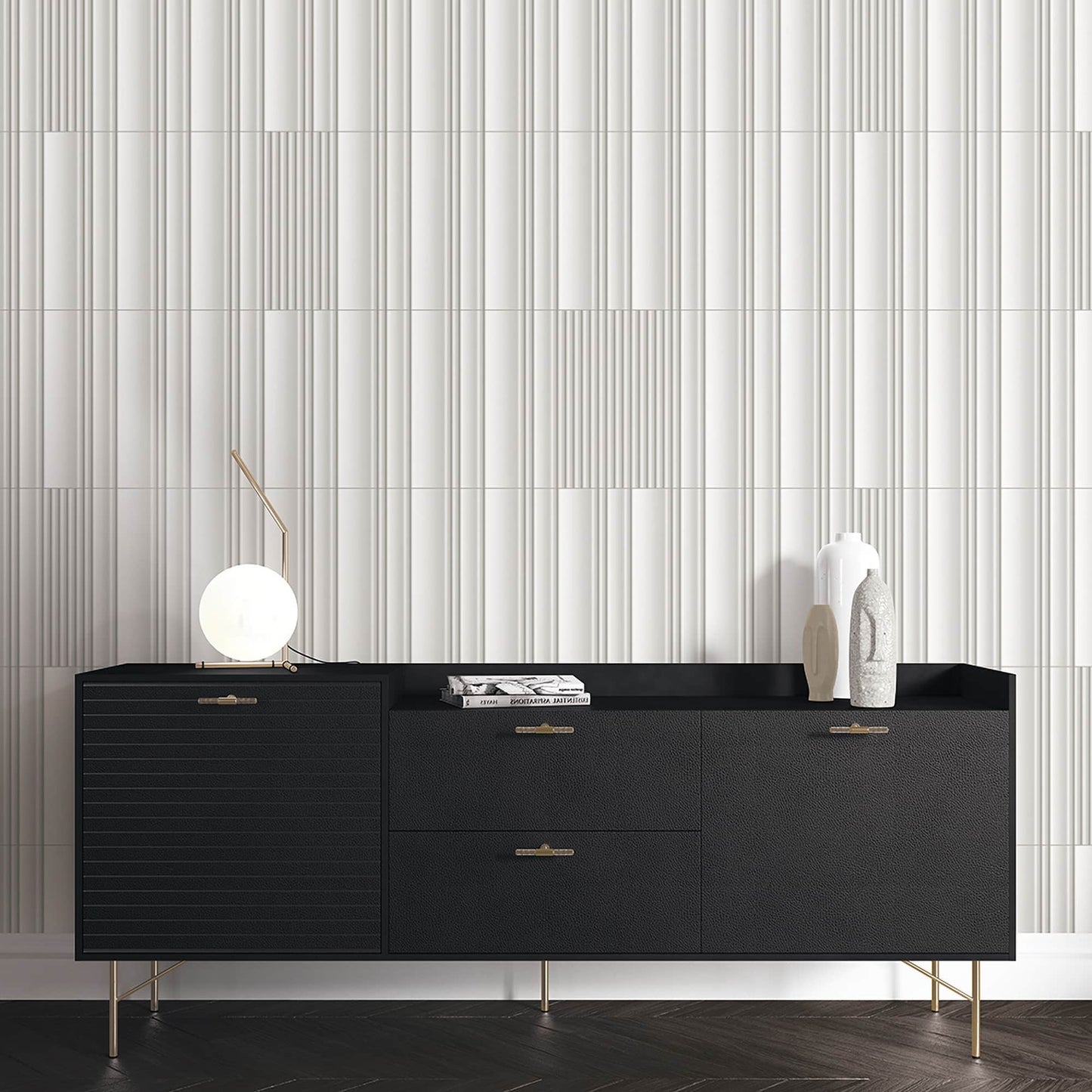 Textured Wallpaper Stripes in Grey