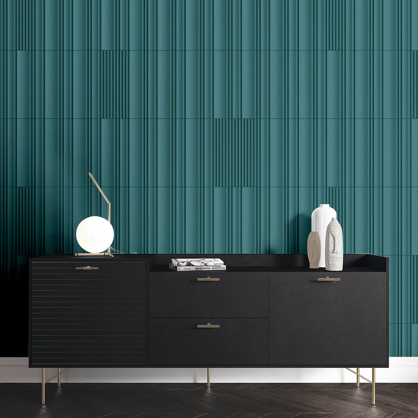 Textured Wallpaper Stripes in Teal