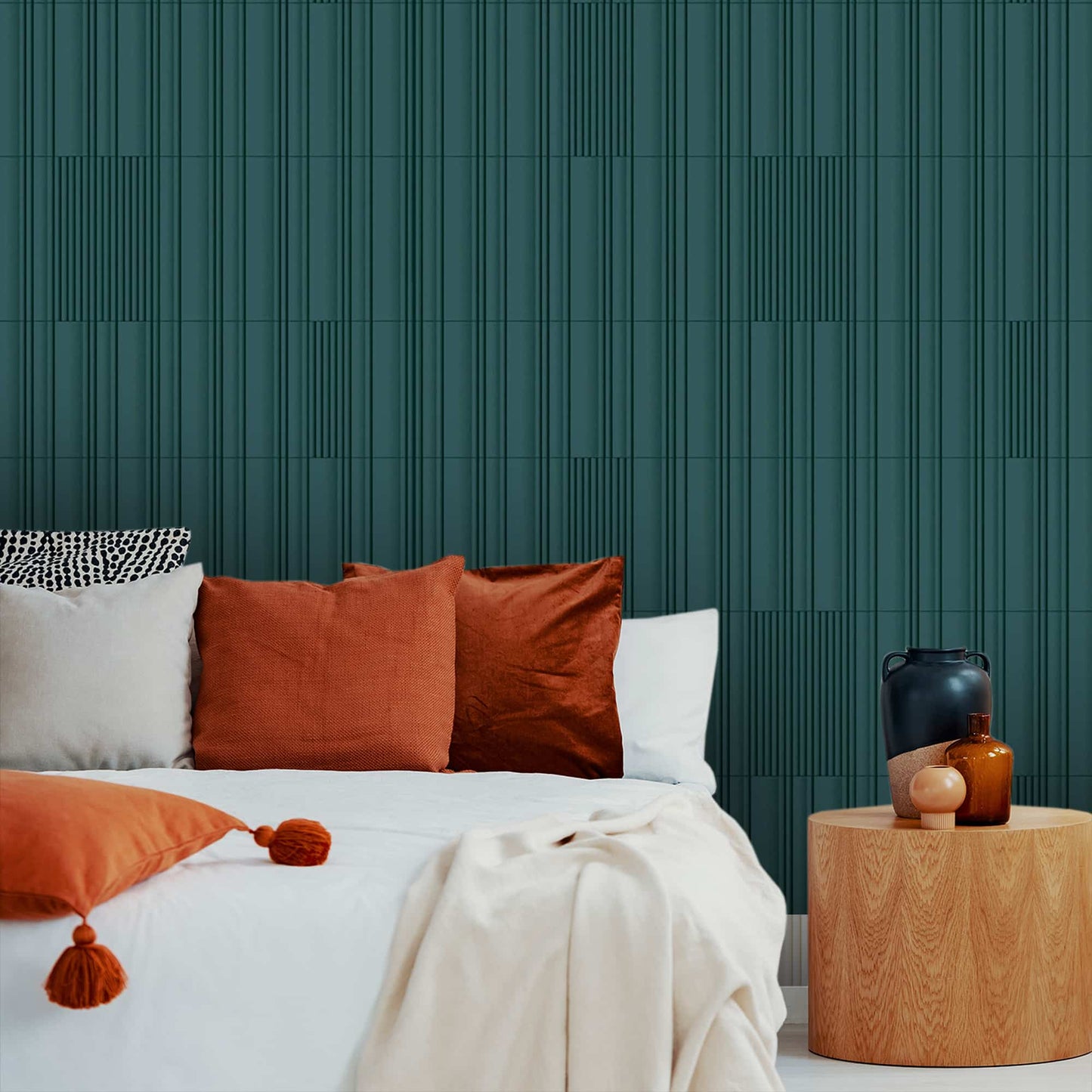 Textured Wallpaper Stripes in Teal