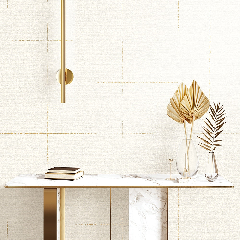Textured Wallpaper Abstract in White|Gold