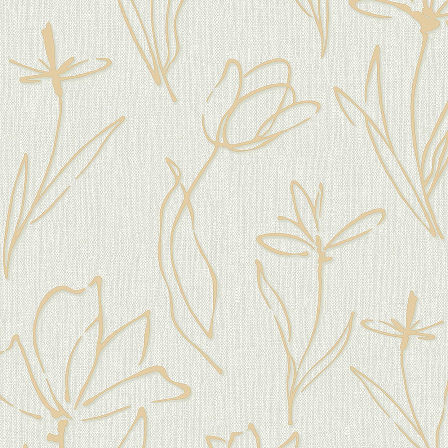 Textured Wallpaper Floral in Light Green|Gold