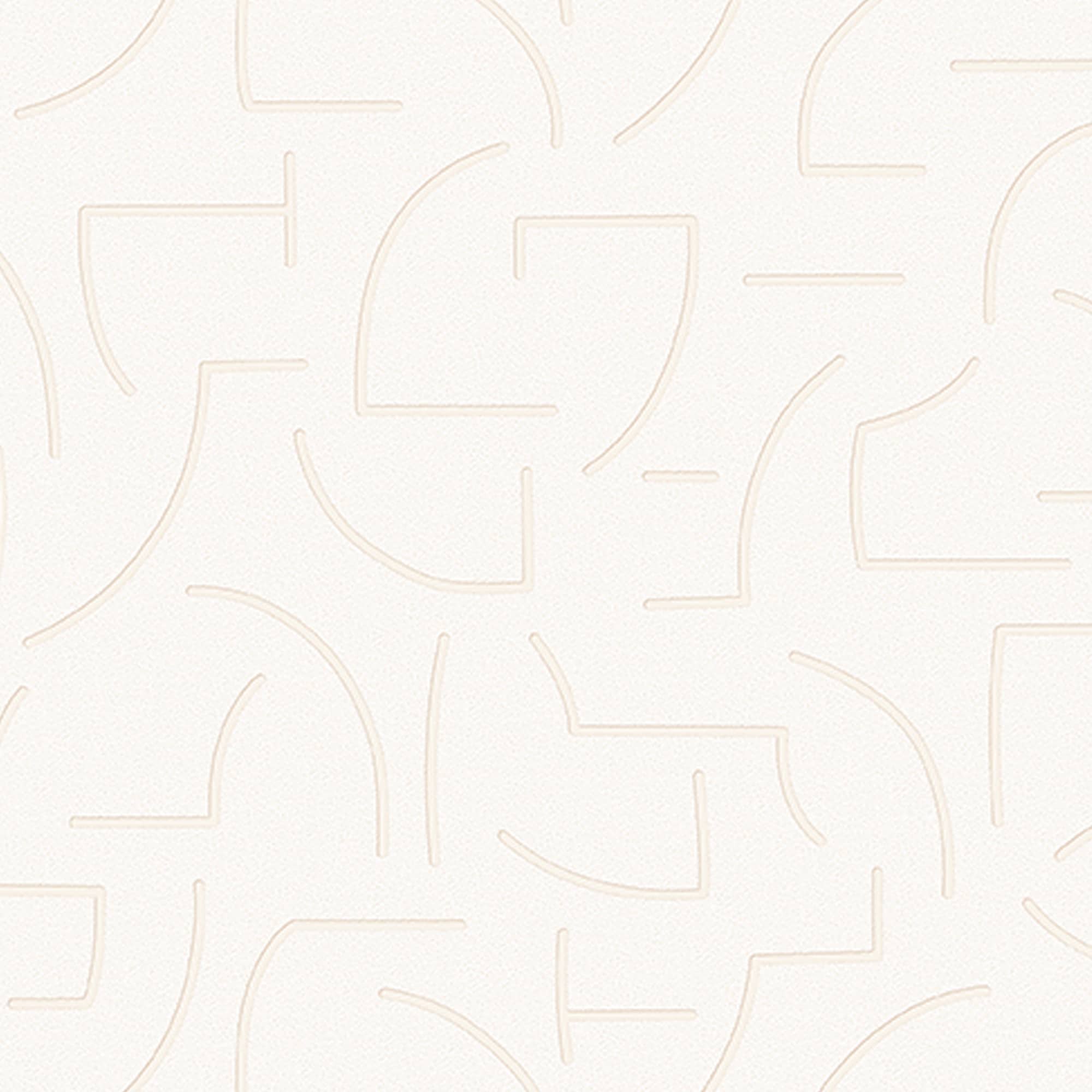 Textured Wallpaper Geometric in White|Sand