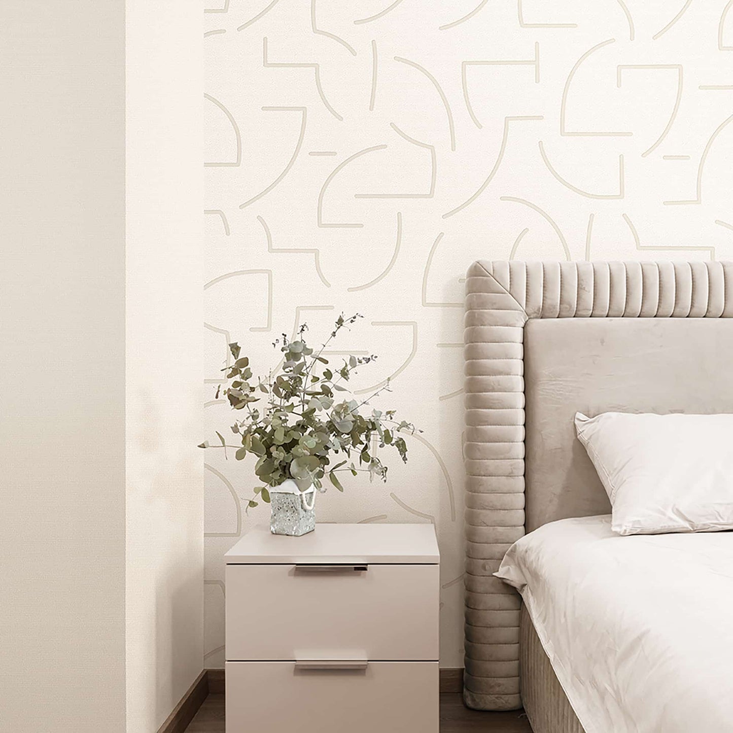 Textured Wallpaper Geometric in Beige|Taupe