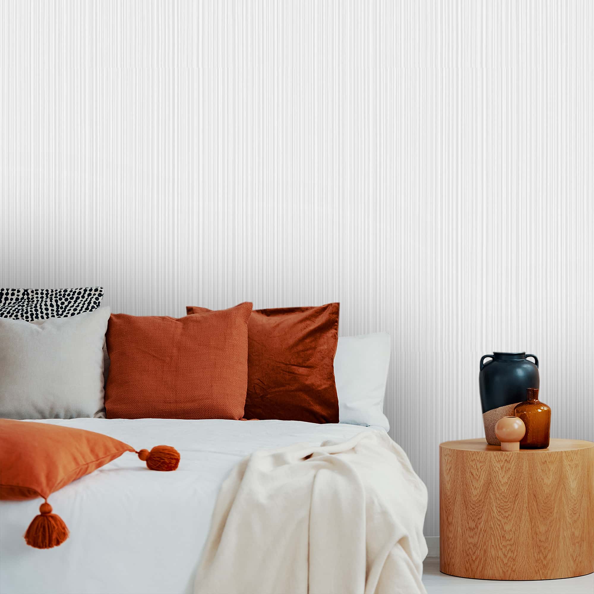 Textured Wallpaper Stripes in White