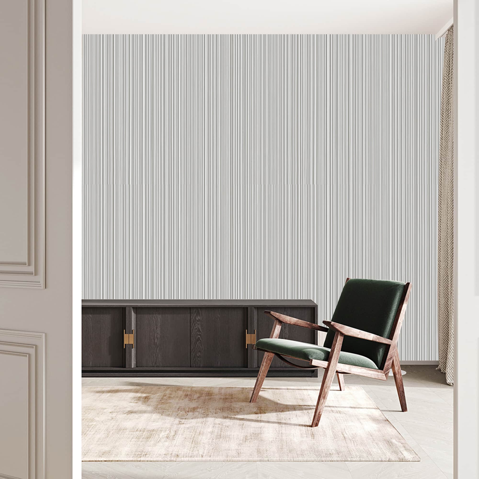 Textured Wallpaper Stripes in Grey