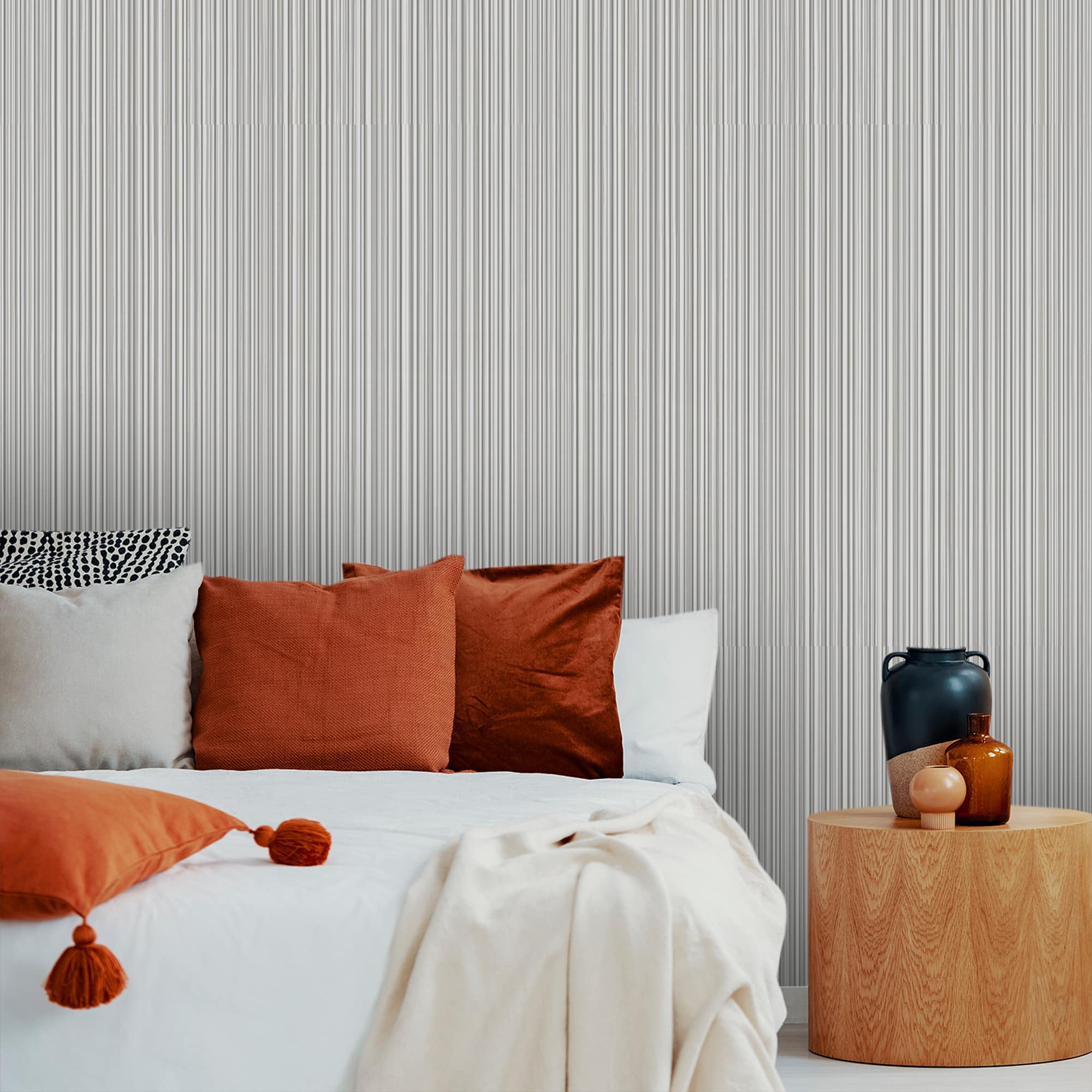 Textured Wallpaper Stripes in Grey