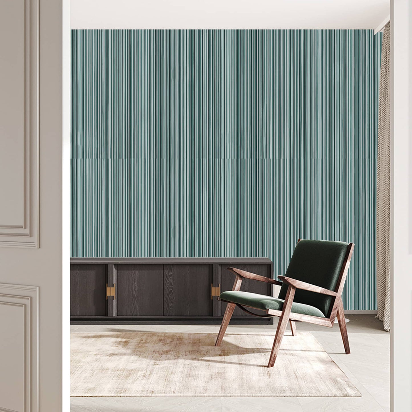 Textured Wallpaper Stripes in Teal