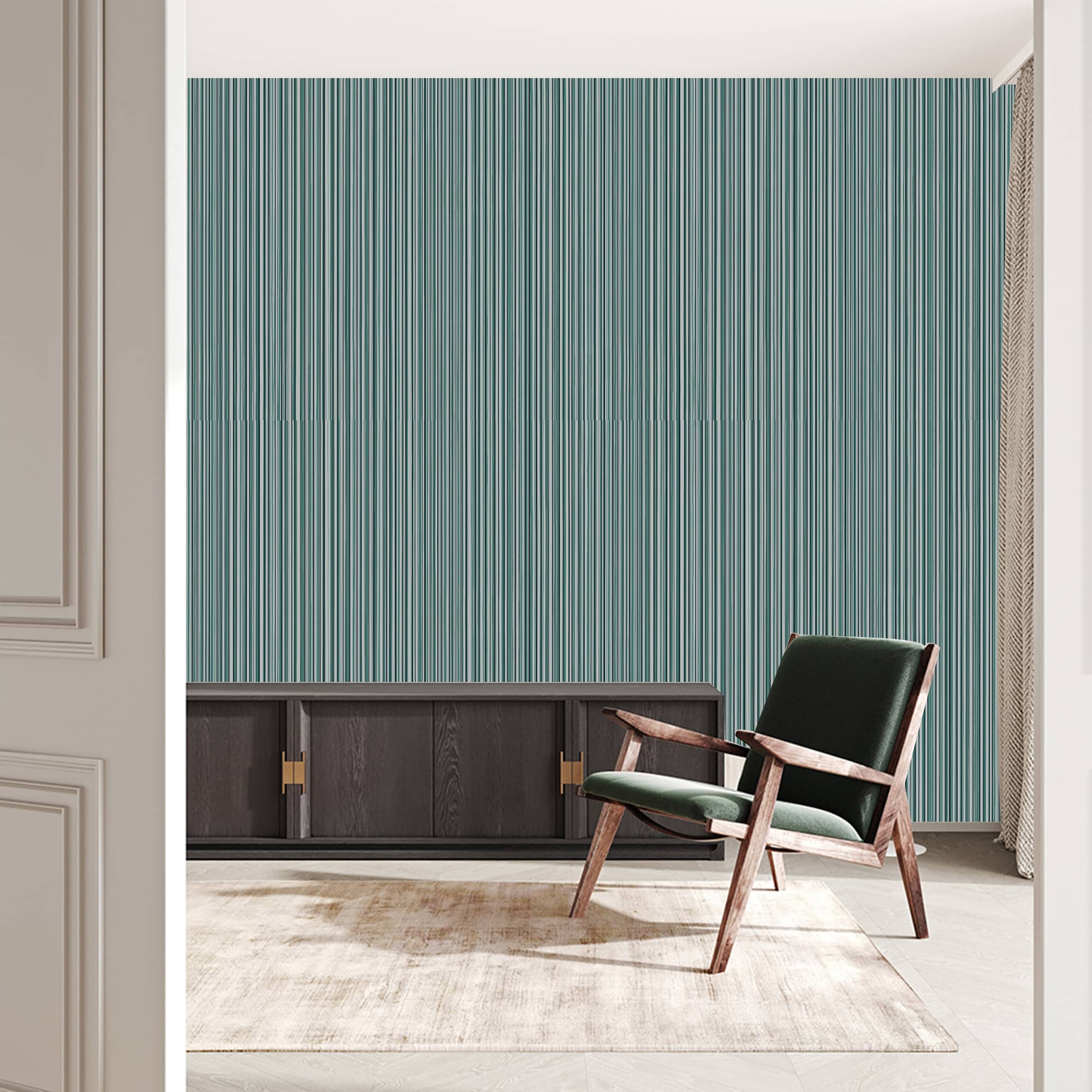 Textured Wallpaper Stripes in Teal