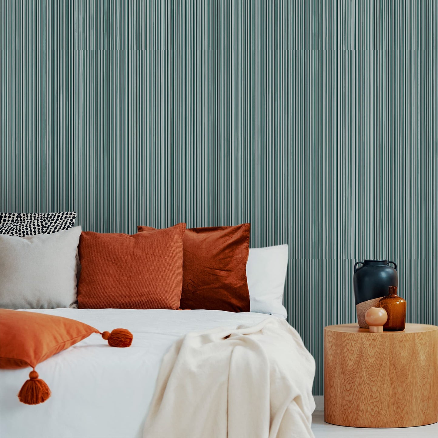 Textured Wallpaper Stripes in Teal