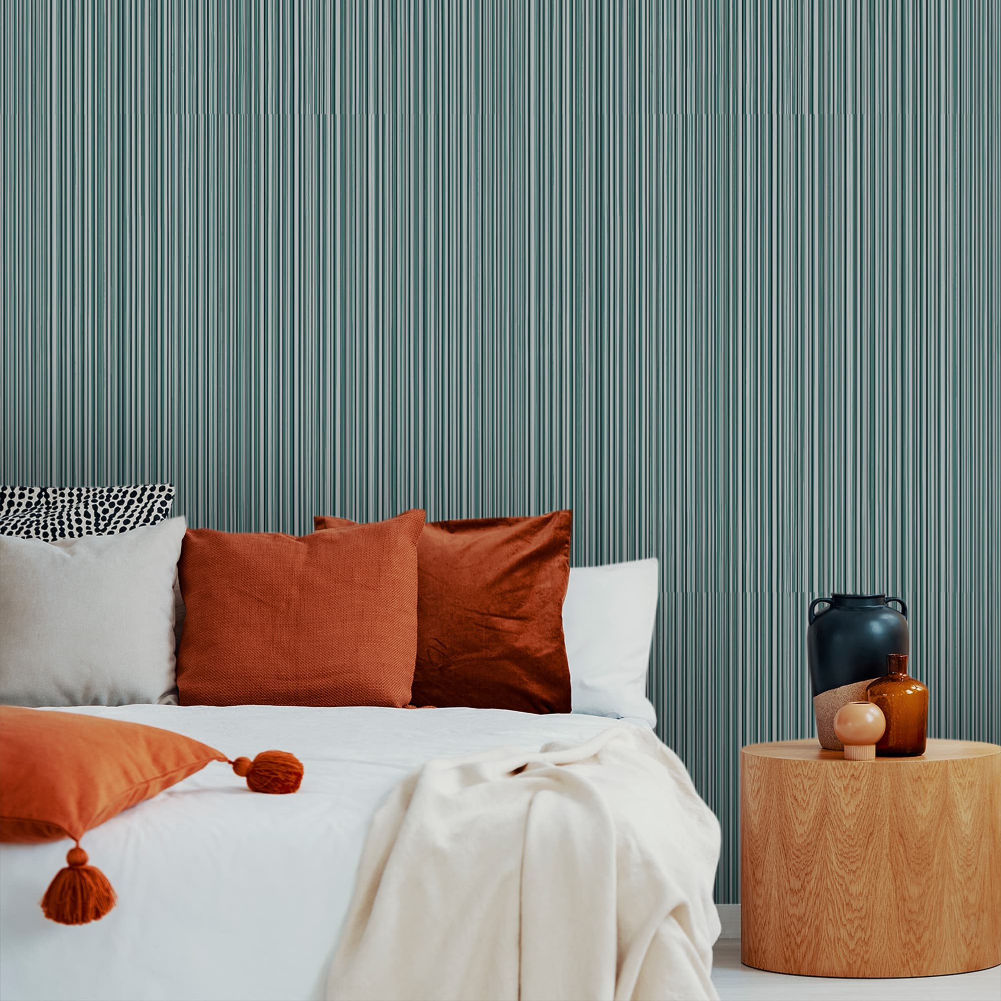 Textured Wallpaper Stripes in Teal