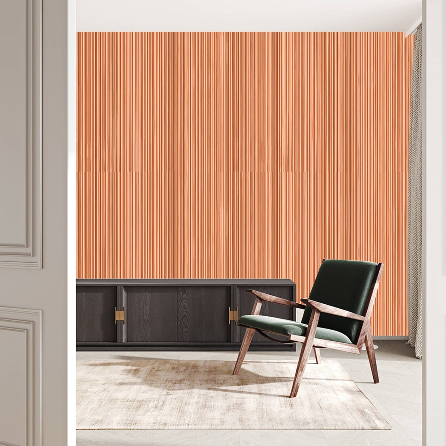 Textured Wallpaper Stripes in Orange
