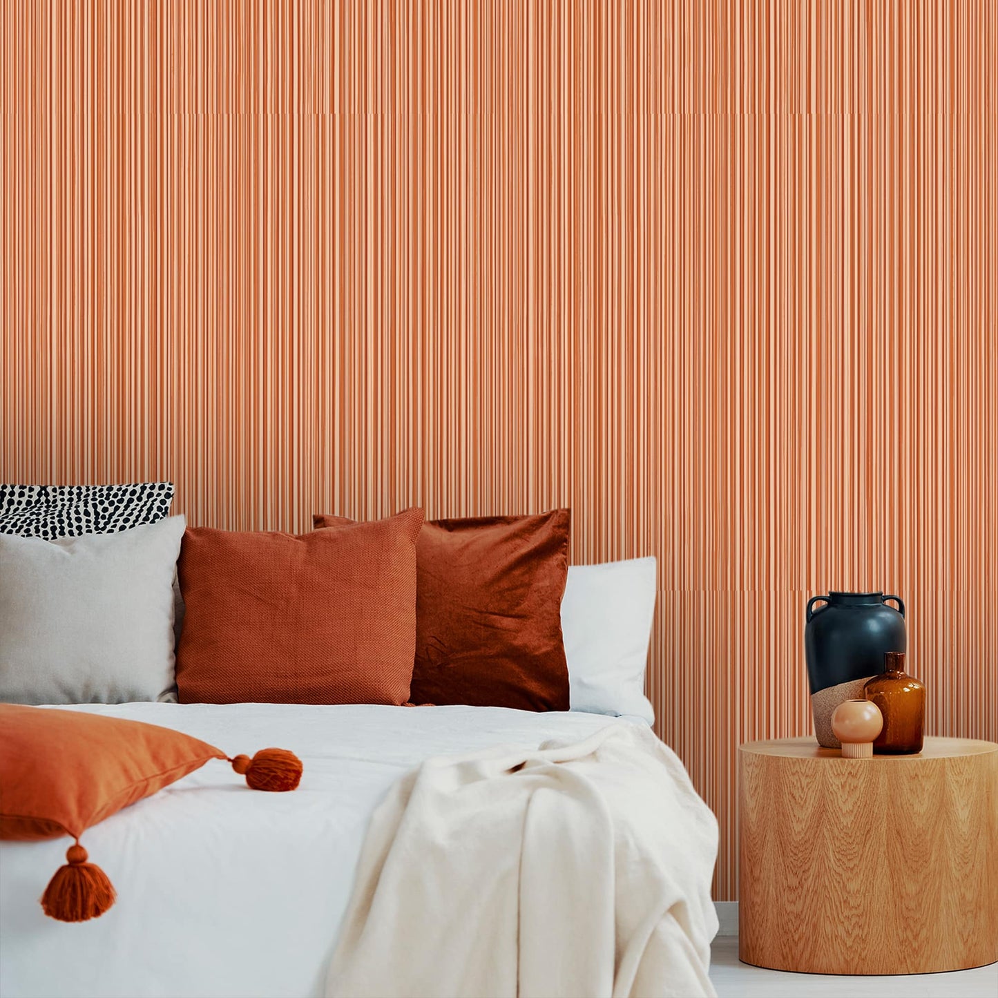 Textured Wallpaper Stripes in Orange