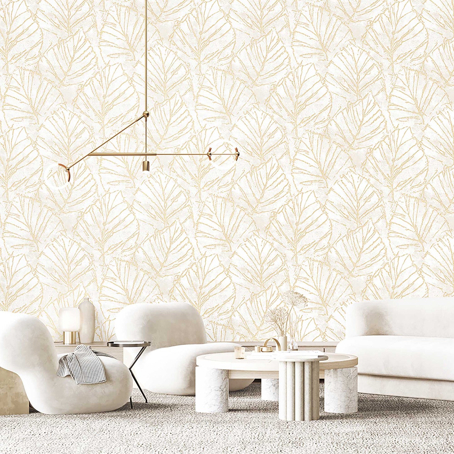 Textured Wallpaper Floral in Gold
