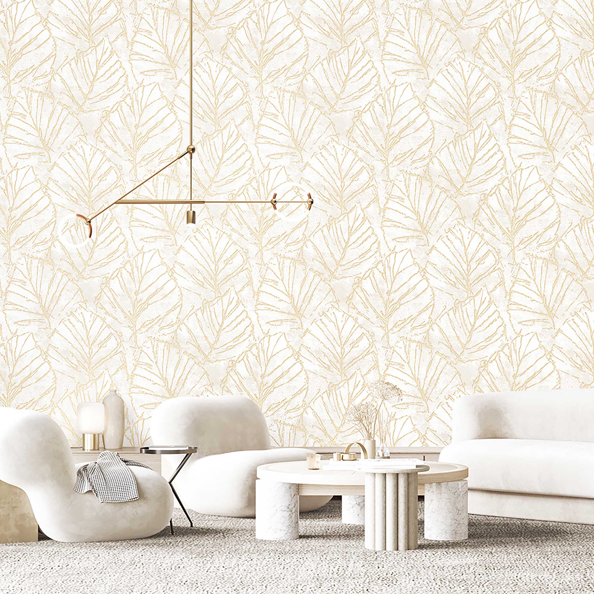 Textured Wallpaper Floral in Gold