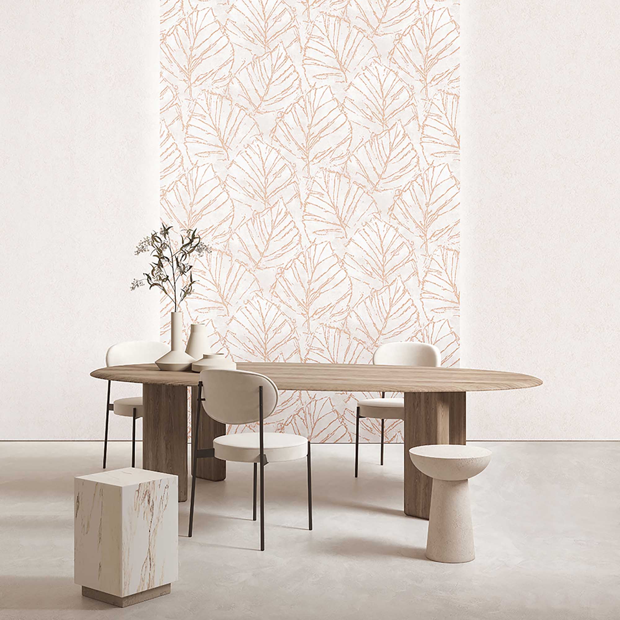 Textured Wallpaper Floral in Beige