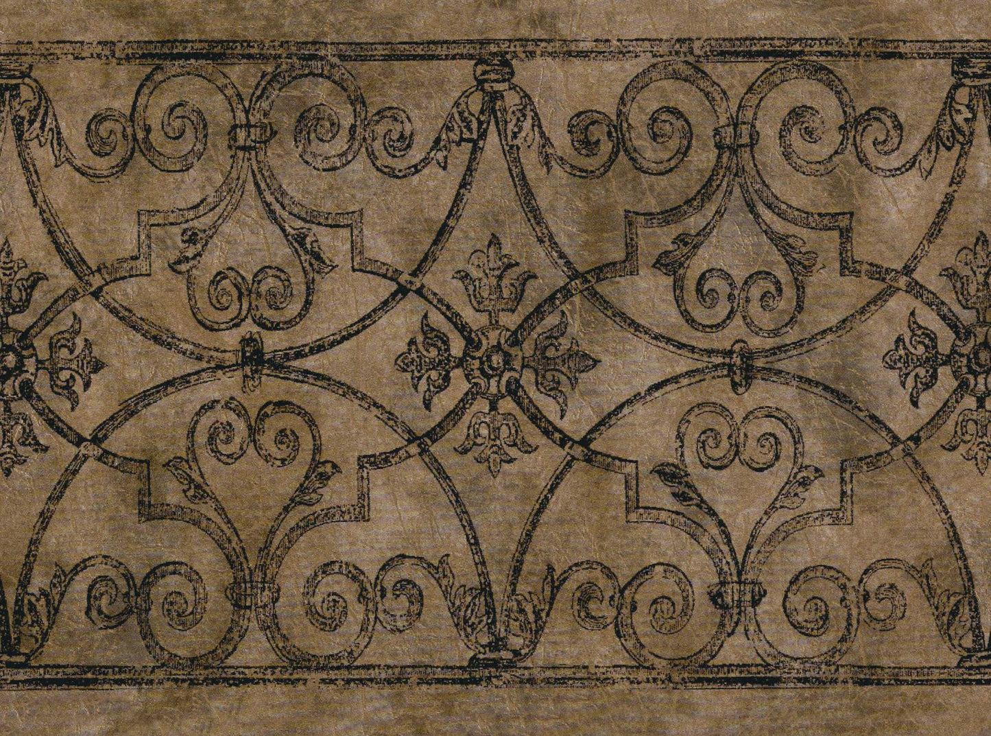 Prepasted Wallpaper Border - Trellis Brown, Black Latticework Wall Border Retro Design, 15 ft x 5.2 in (4.57m x 13.21cm)