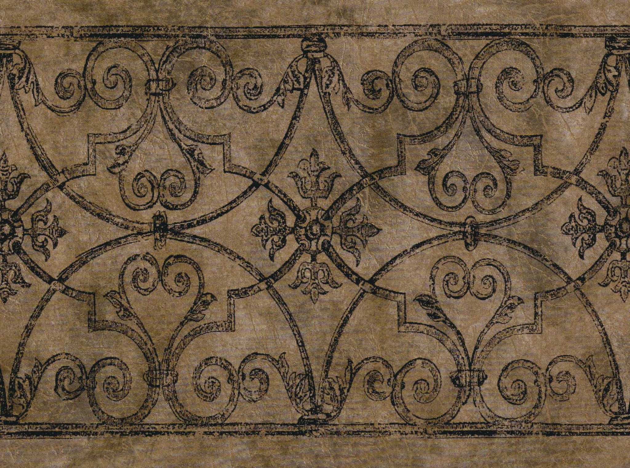 Prepasted Wallpaper Border - Trellis Brown, Black Latticework Wall Border Retro Design, 15 ft x 5.2 in (4.57m x 13.21cm)