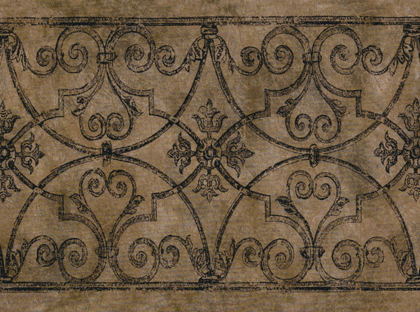 Prepasted Wallpaper Border - Trellis Brown, Black Latticework Wall Border Retro Design, 15 ft x 5.2 in (4.57m x 13.21cm)
