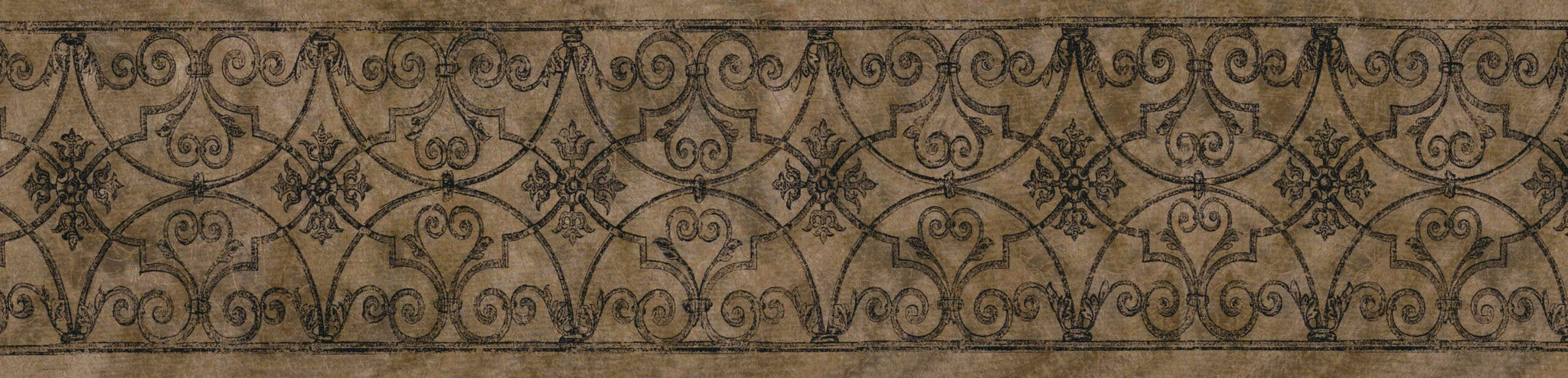 Prepasted Wallpaper Border - Trellis Brown, Black Latticework Wall Border Retro Design, 15 ft x 5.2 in (4.57m x 13.21cm)