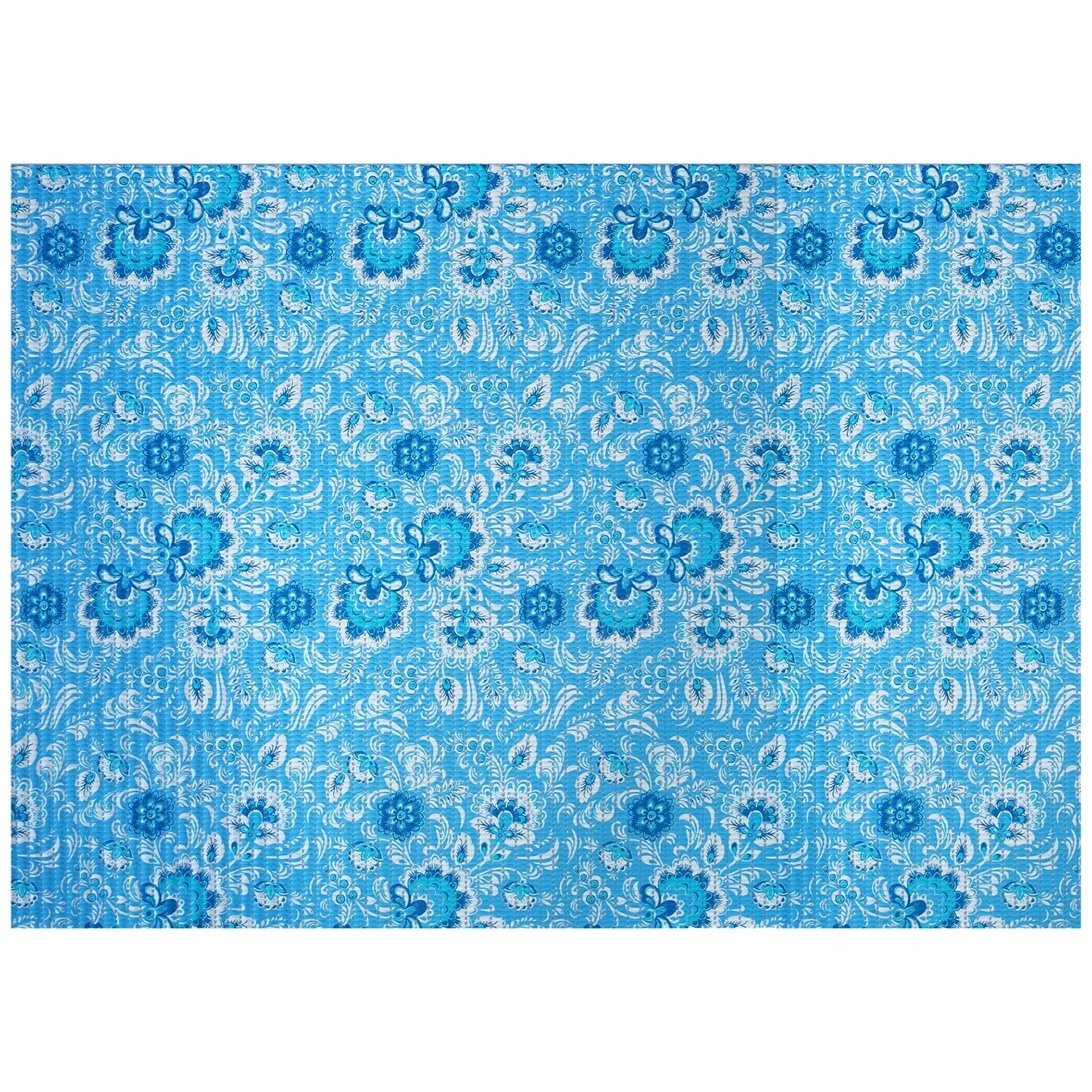 Floral Bathroom Mat - 39" x 26" Light Blue Waterproof Non-Slip Quick Dry Rug, Non-Absorbent Dirt Resistant Perfect for Kitchen, Bathroom and Restroom
