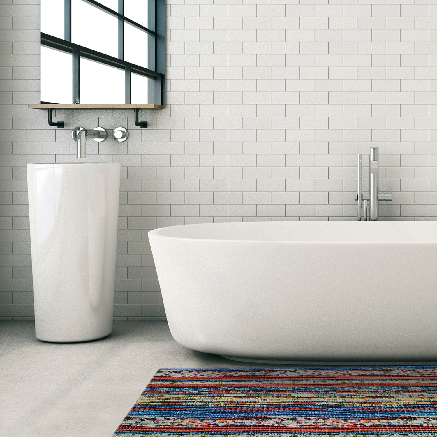 Beads Bathroom Mat - 39" x 26" Multicolored Waterproof Non-Slip Quick Dry Rug, Non-Absorbent Dirt Resistant Perfect for Kitchen, Bathroom and Restroom