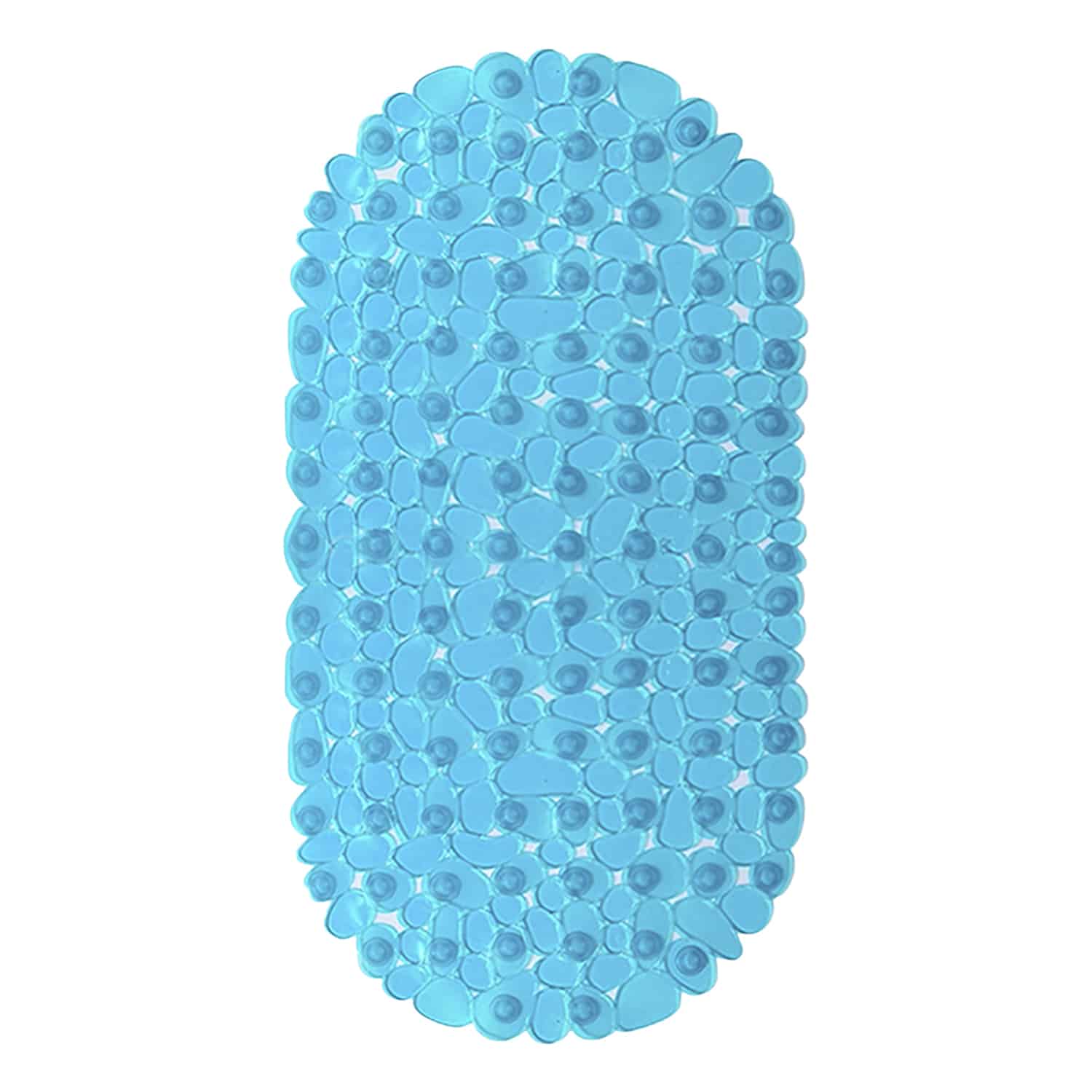 Shower Mat with Suction Cups - 27" x 14", Modern Light Blue Waterproof Non-Slip Quick Dry Dirt Resistant Perfect for Bathroom, Bathtub and Shower