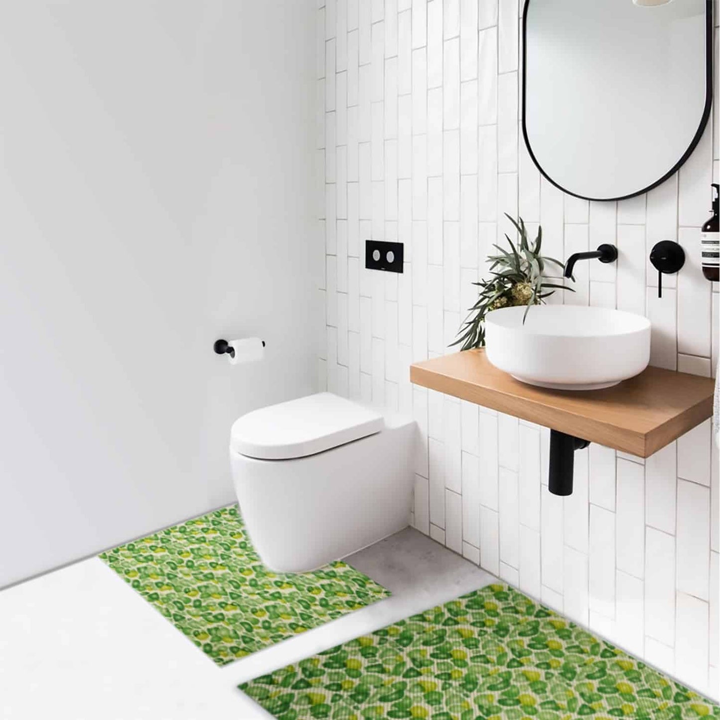 Pebbles Bathroom Mat Set (2 pcs) - 33" x 20" and 20.5" x 19.7" Waterproof Non-Slip Quick Dry Rug, Non-Absorbent Dirt Resistant Perfect for Bathroom and Restroom