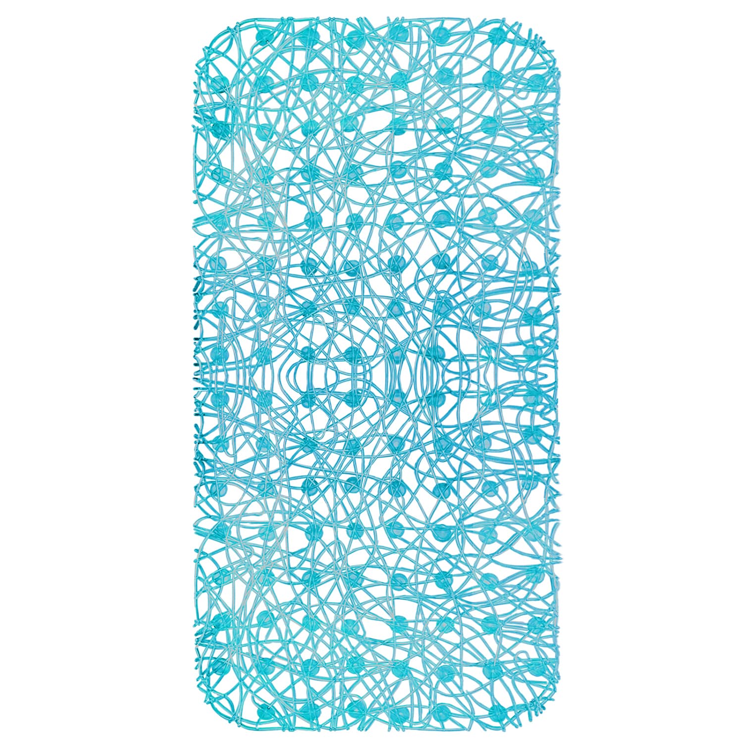 Shower Mat with Suction Cups - 28" x 14", Modern Light Blue Waterproof Non-Slip Quick Dry Dirt Resistant Perfect for Bathroom, Bathtub and Shower