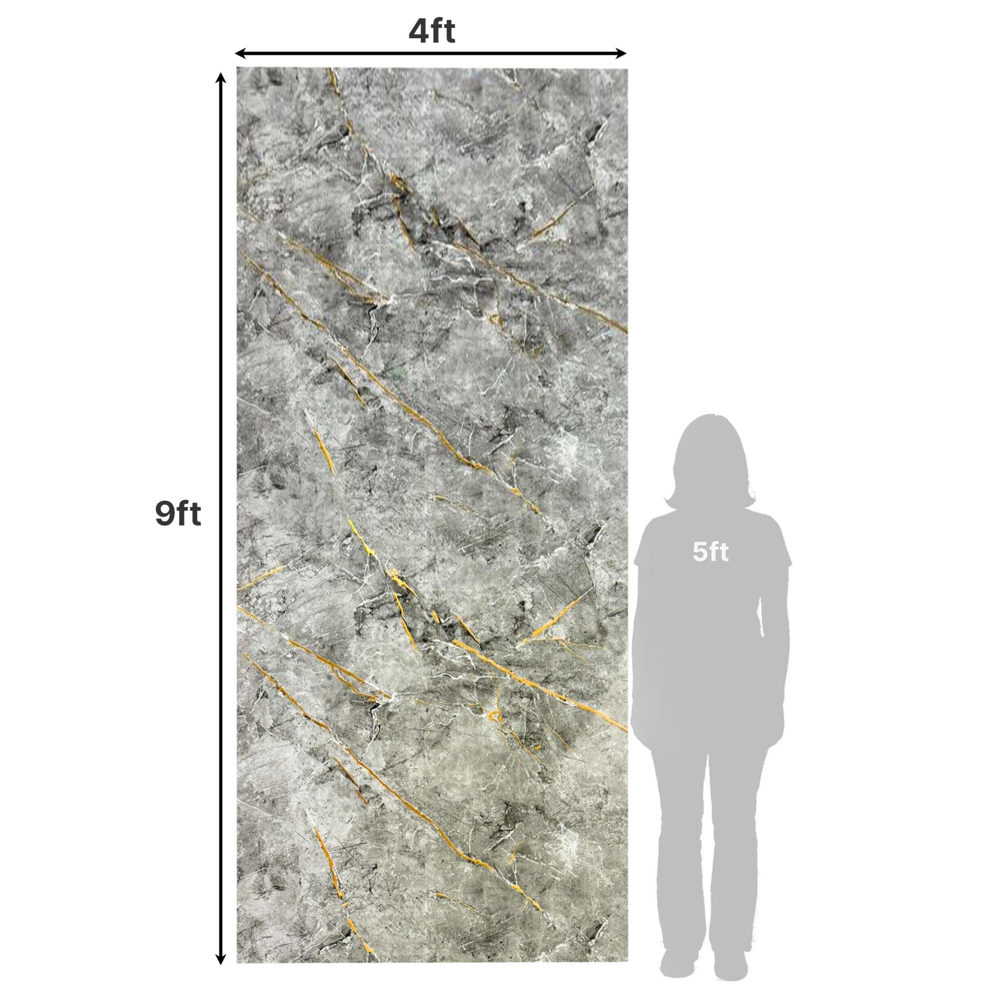 UV Marble Full Size Wall Panels 4ft x 9ft, High Gloss Panels - Backsplash, Bathroom, Accent Walls - Grey, Gold Veins