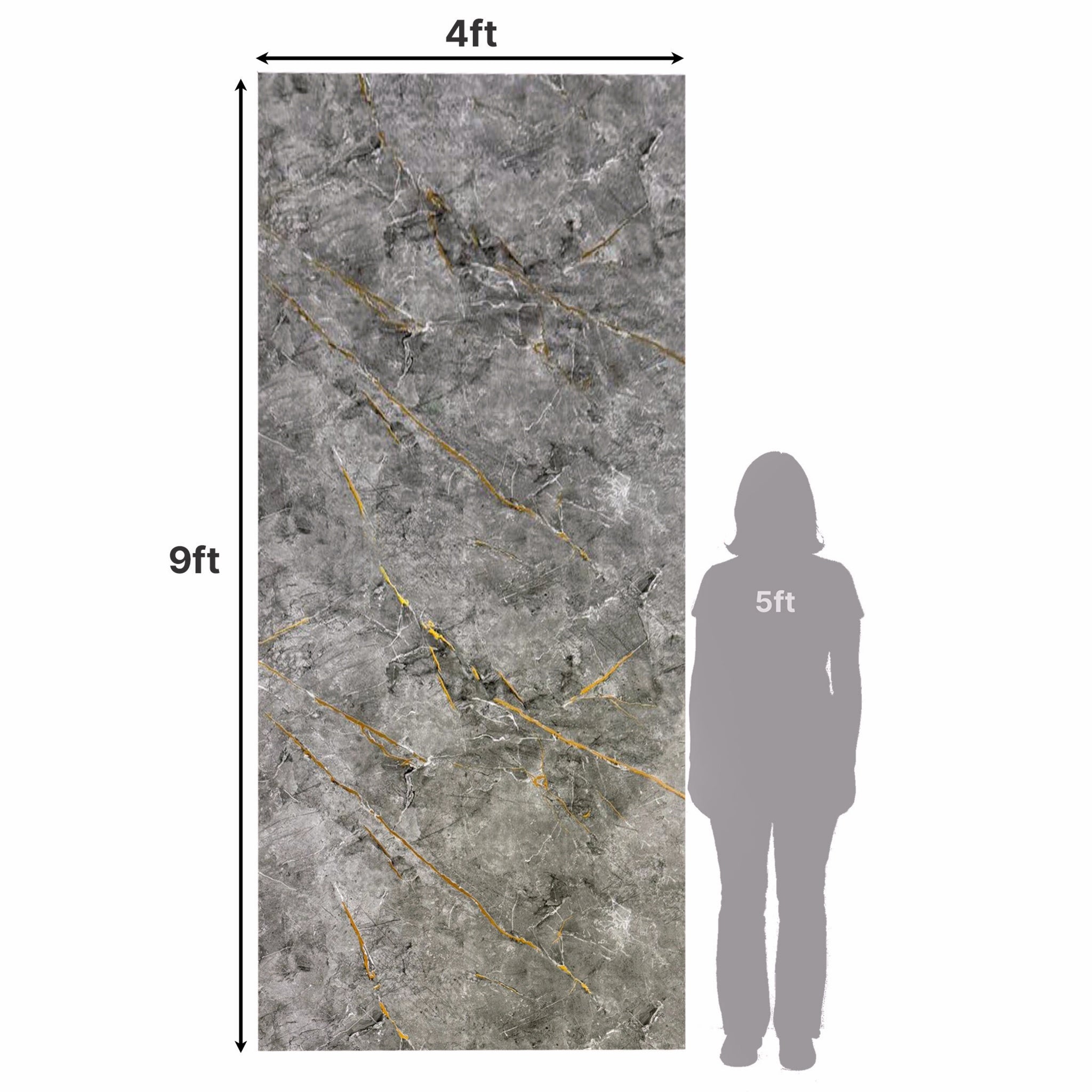 UV Marble Full Size Wall Panels 4ft x 9ft, High Gloss Panels - Backsplash, Bathroom, Accent Walls - Grey, Gold Veins